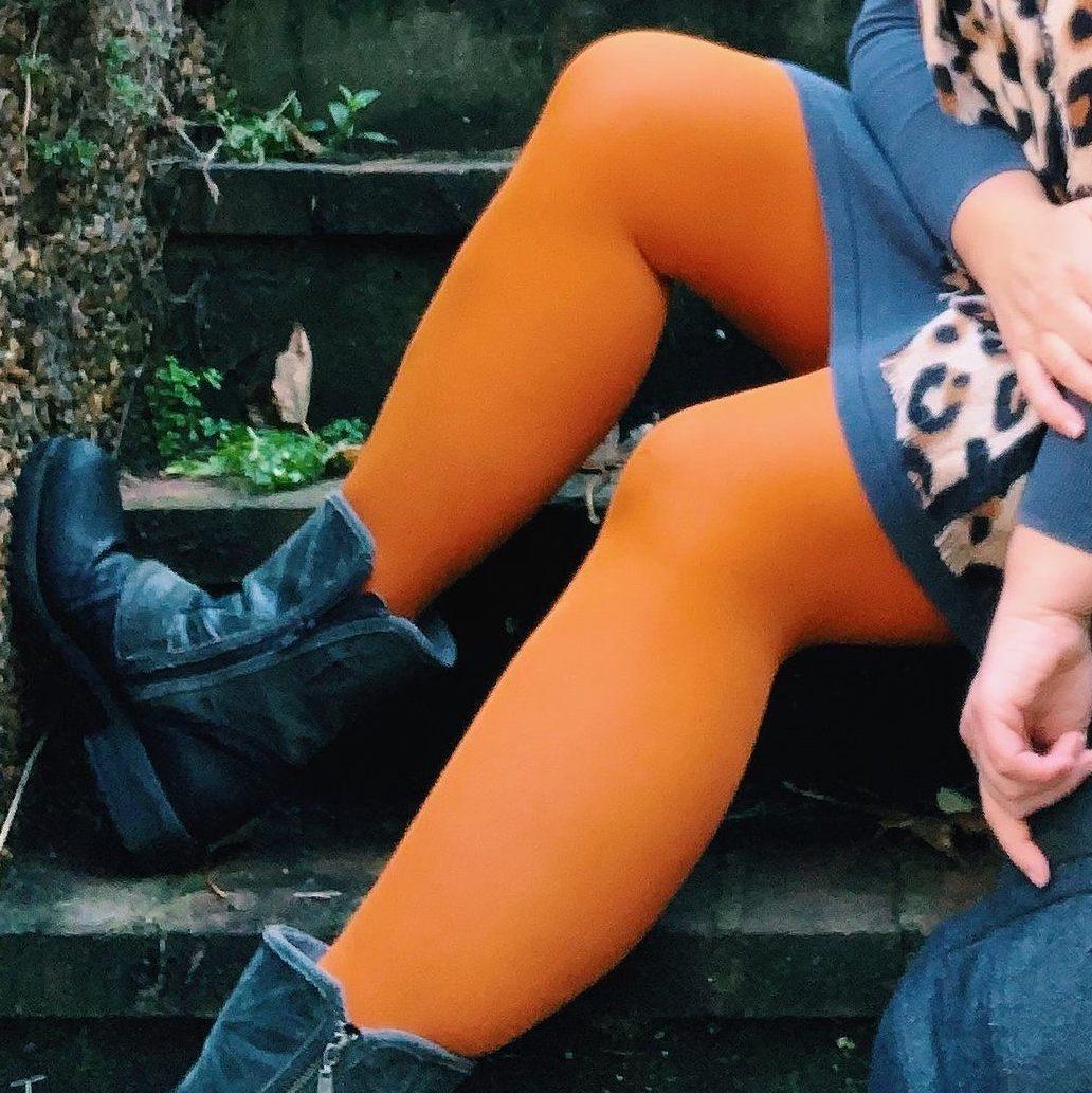 Snag tights : Toffee apple size F