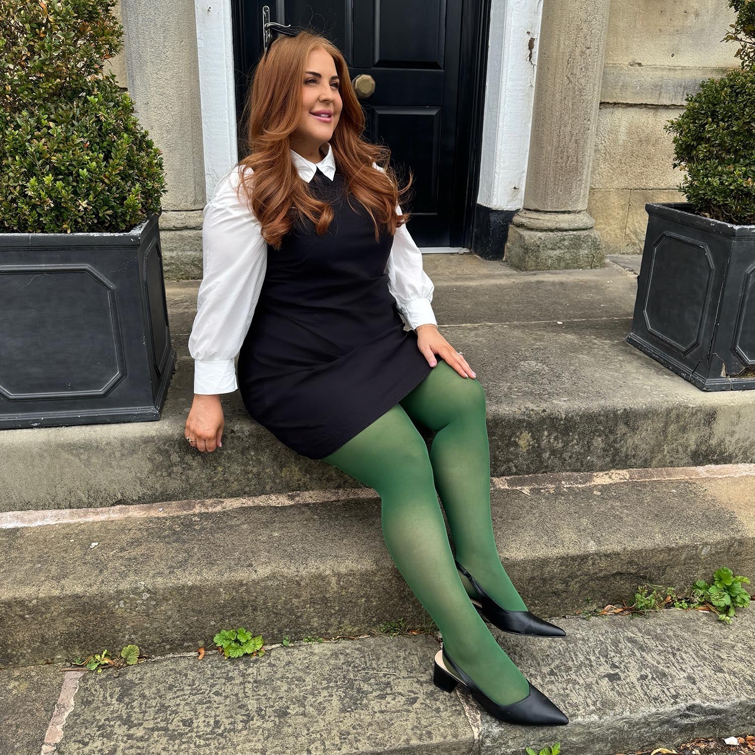 black dress green tights Semi-Opaque 50 Denier - Petit Pois SALE ITEMS Embrace versatility and comfort A-Line Strap Dress Sewing neck:17-17.5