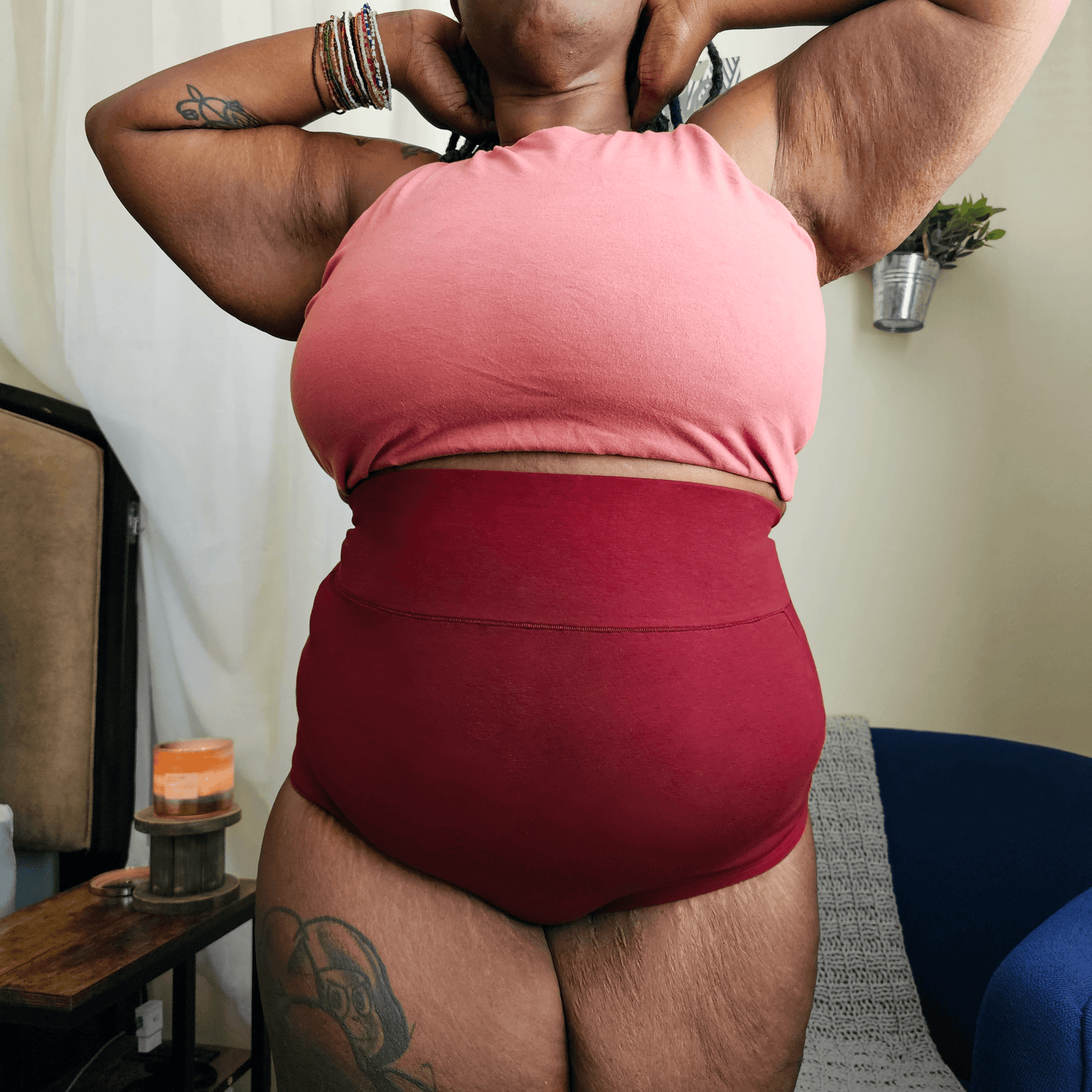 Organic Cotton Super High Waist Panties - Blood Red