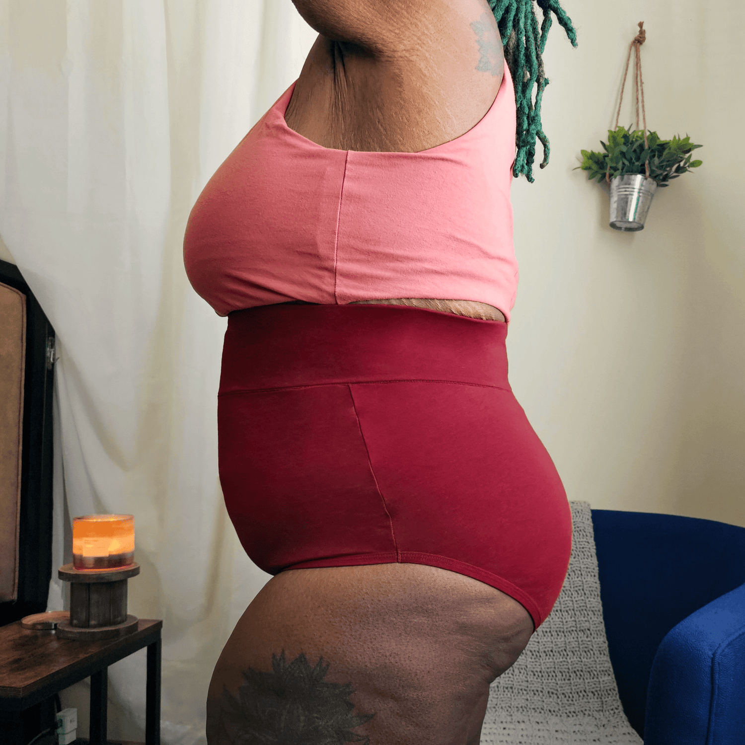 Organic Cotton Super High Waist Panties - Blood Red