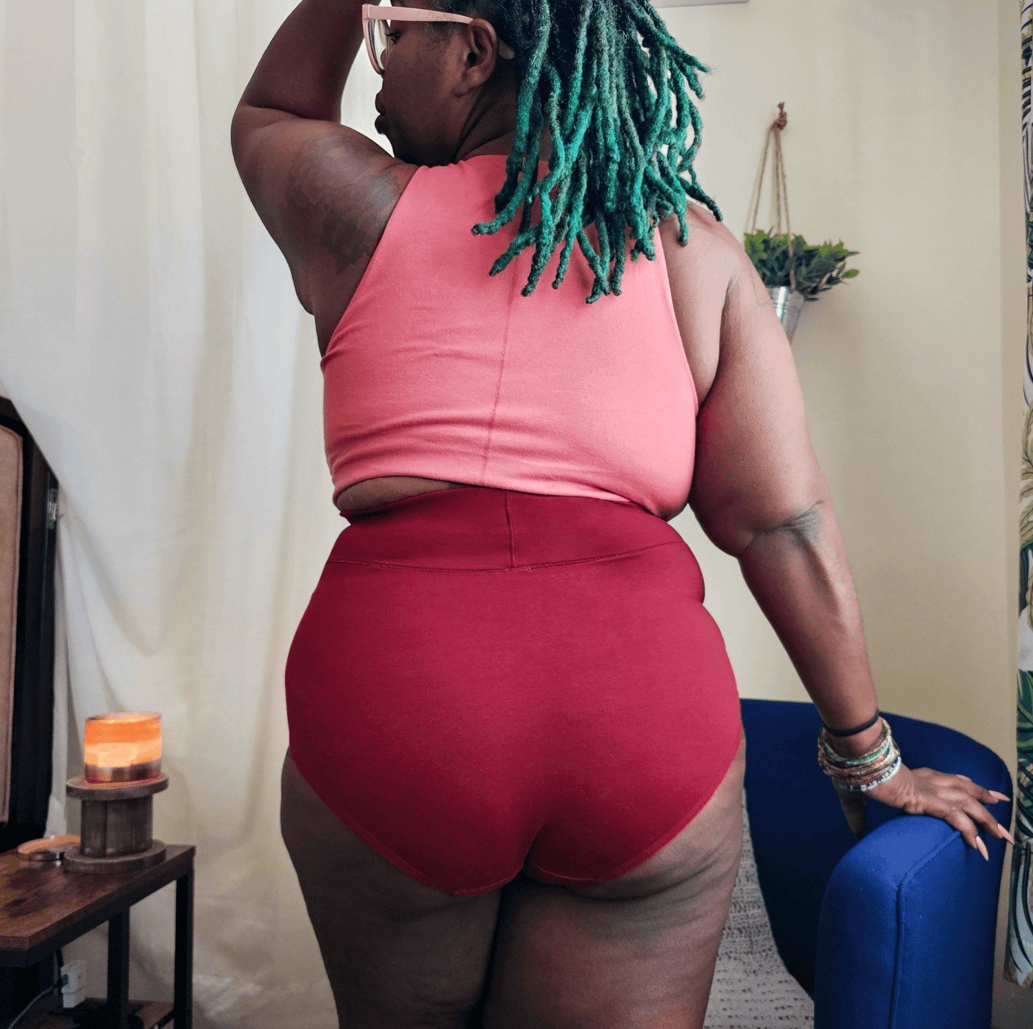 Organic Cotton Super High Waist Panties - Blood Red