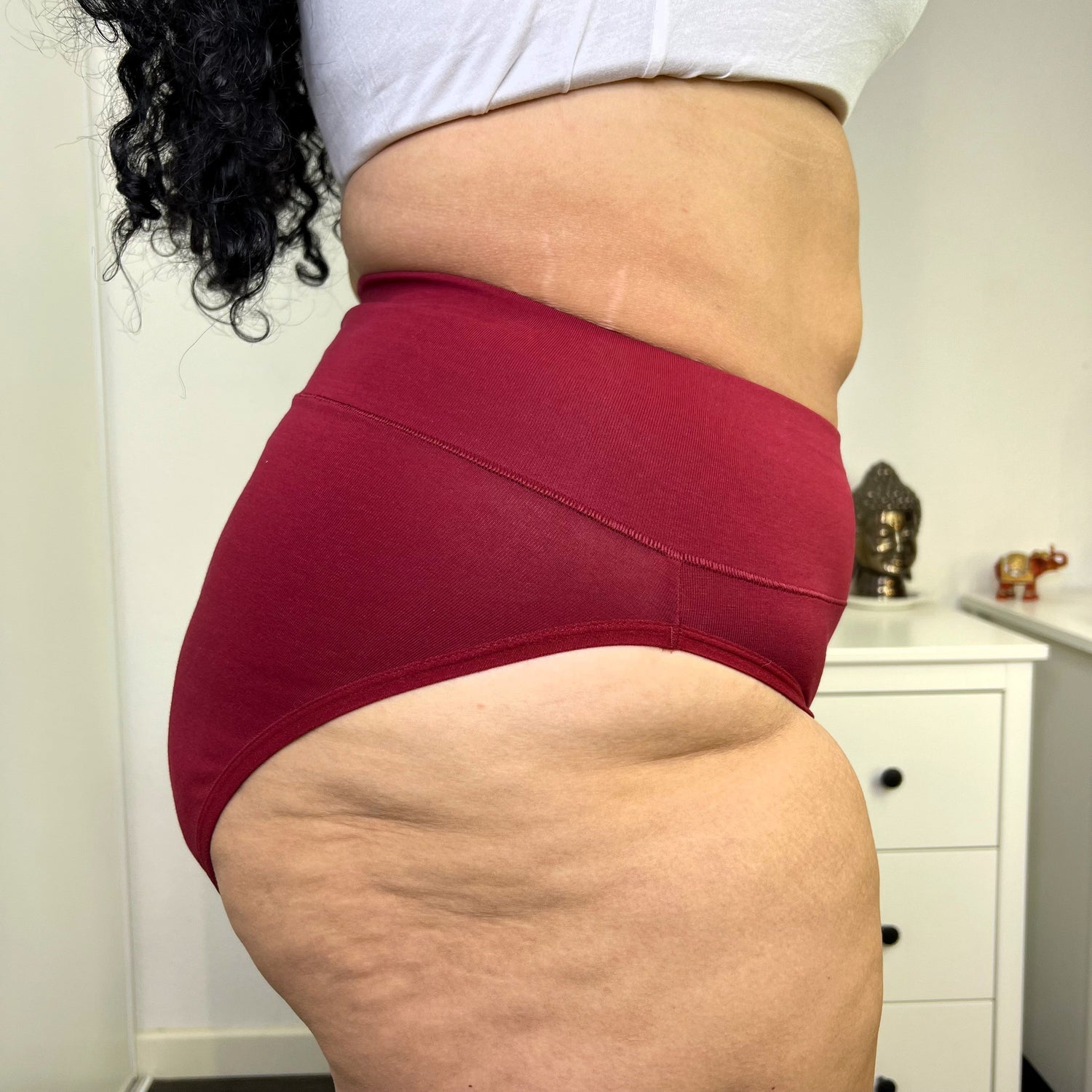 Organic Cotton Super High Leg Panties - Blood red