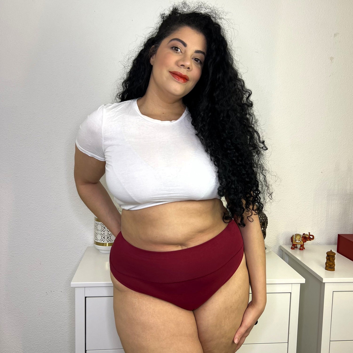 Organic Cotton Super High Leg Panties - Blood red