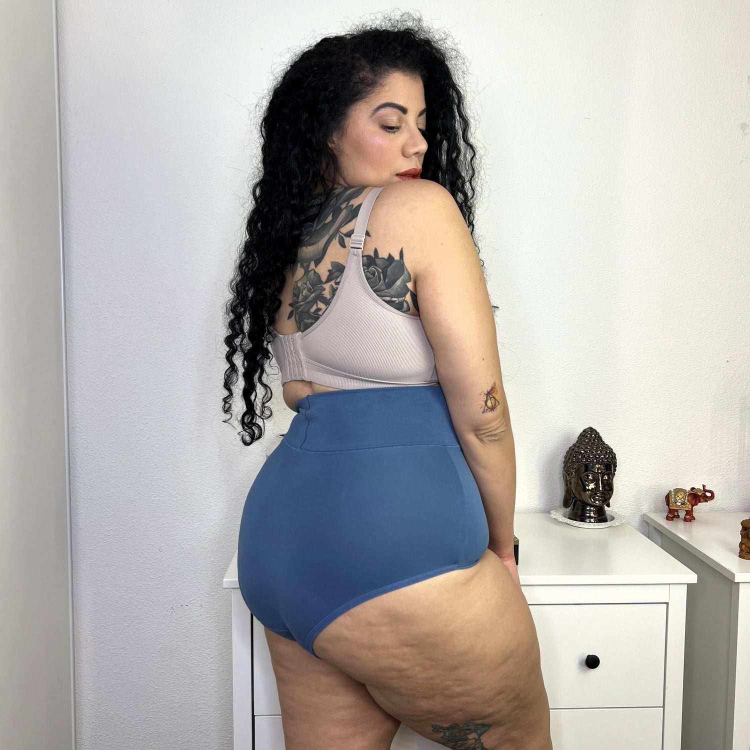 Organic Cotton Super High Waist Panties - Denim