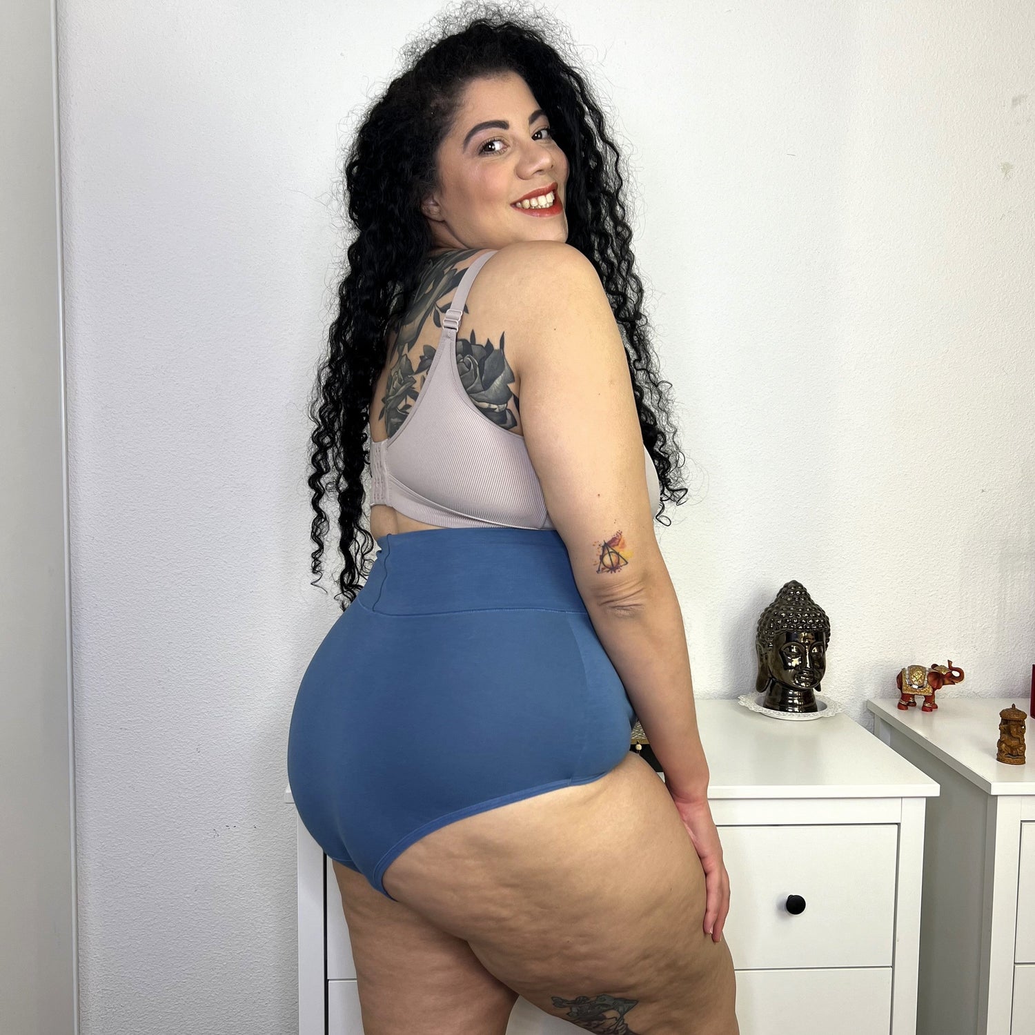 Organic Cotton Super High Waist Panties - Denim