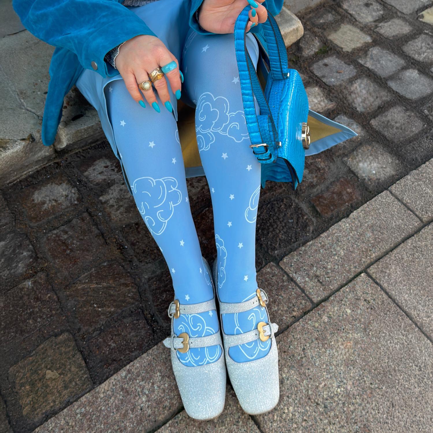 Opaque 80 Den Tights - Woodcut Clouds – Snag US