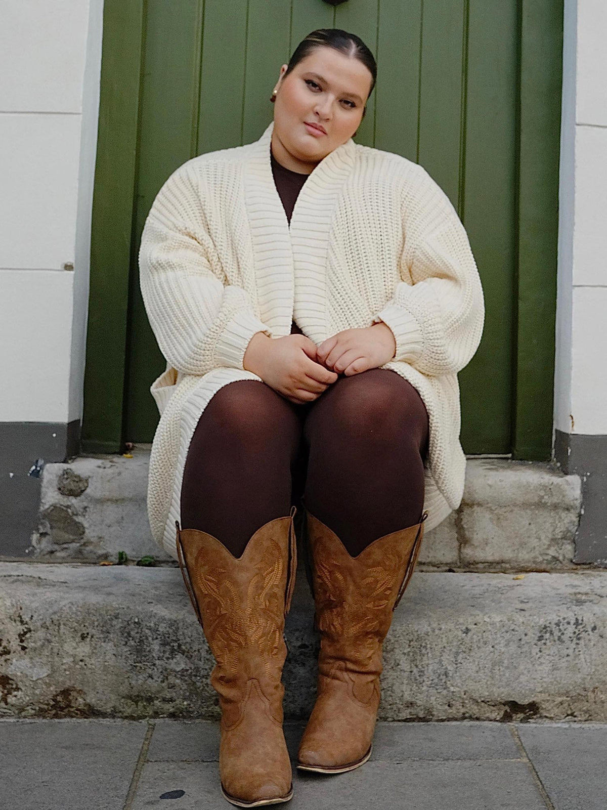 Chunky Knit Cotton Cardigan - Cream