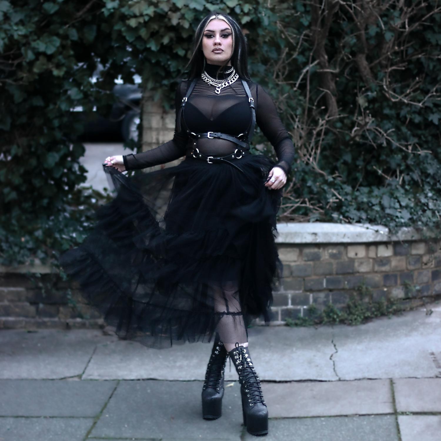 knee length dresses for ladies Black Maxi Mesh Skirt | Alternative Fashion