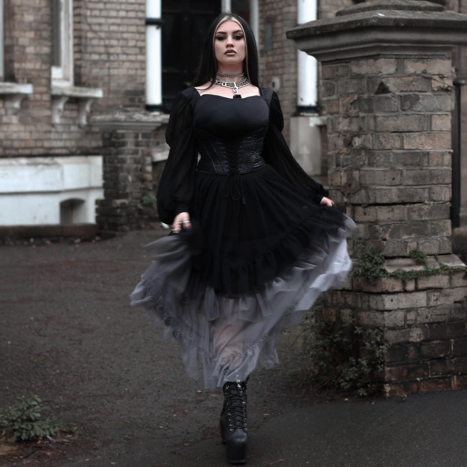 Mesh Maxi Skirt - Black Ombre