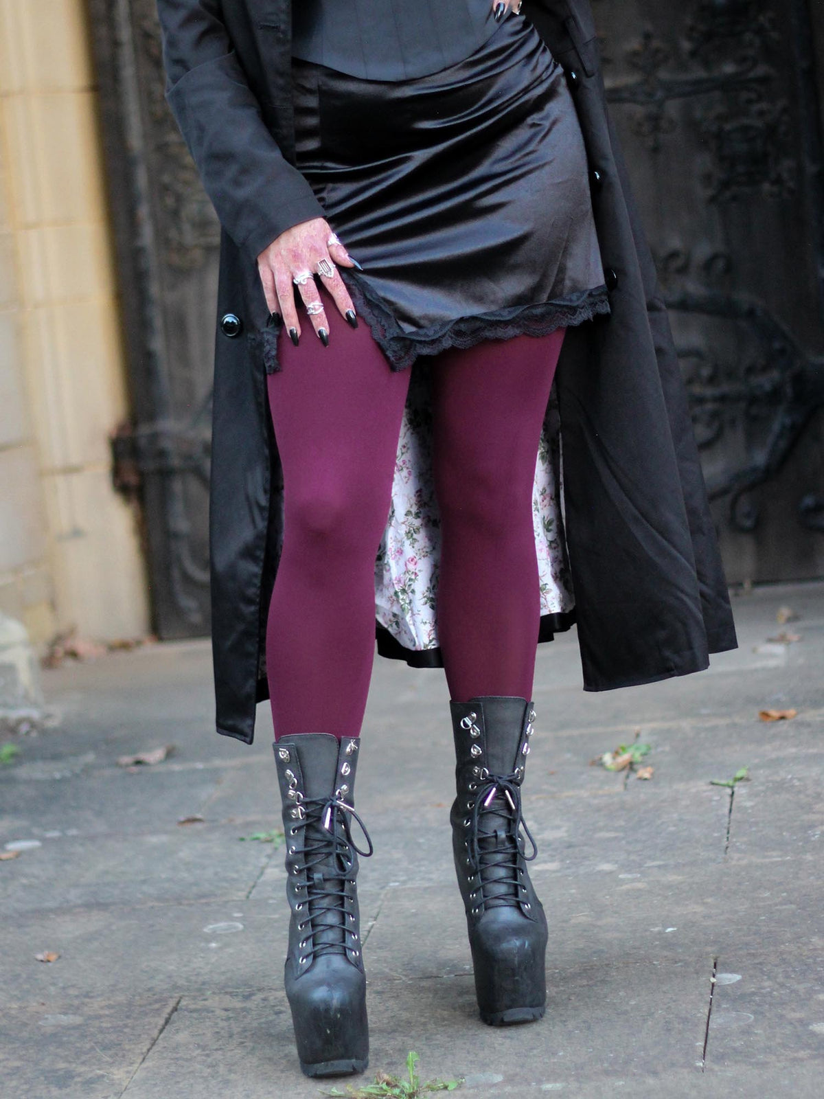 Super Opaque 120 Den Tights - Cherry