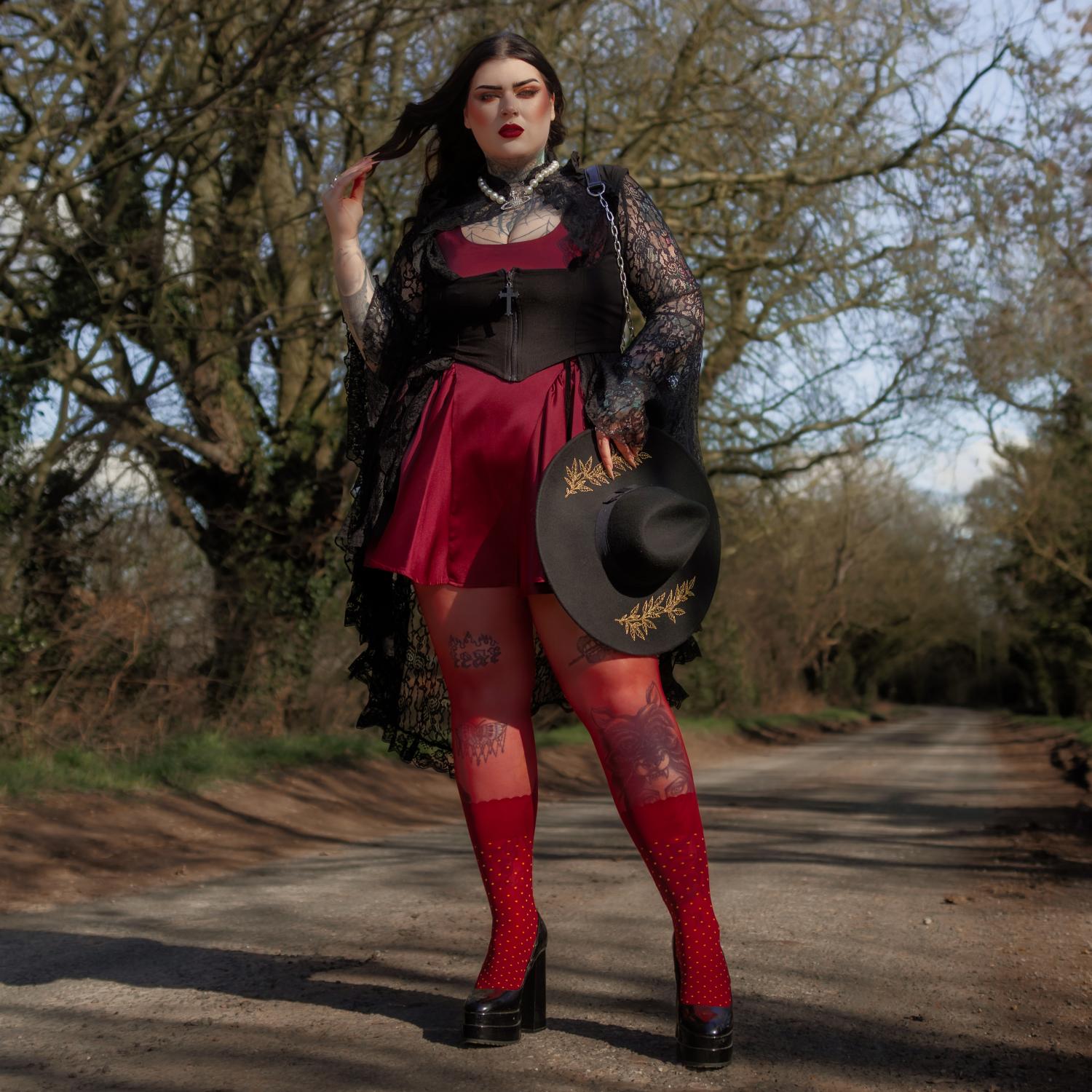 Seoul Chic Faux Sock Tights - Burgundy - Short F Seoul Chic Faux Sock Tights - Burgundy - Short F