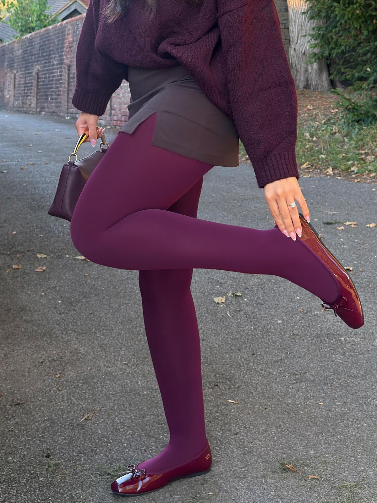 Super Opaque 120 Den Tights - Cherry