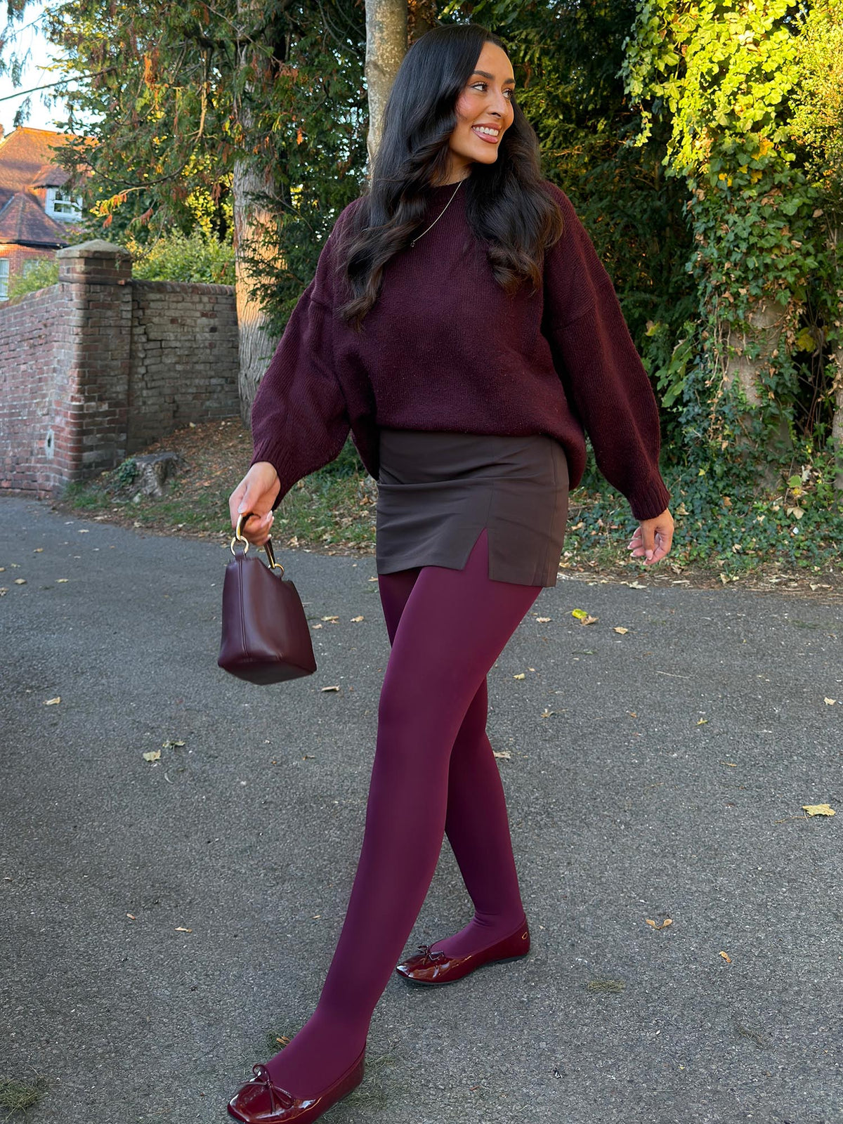 Super Opaque 120 Den Tights - Cherry