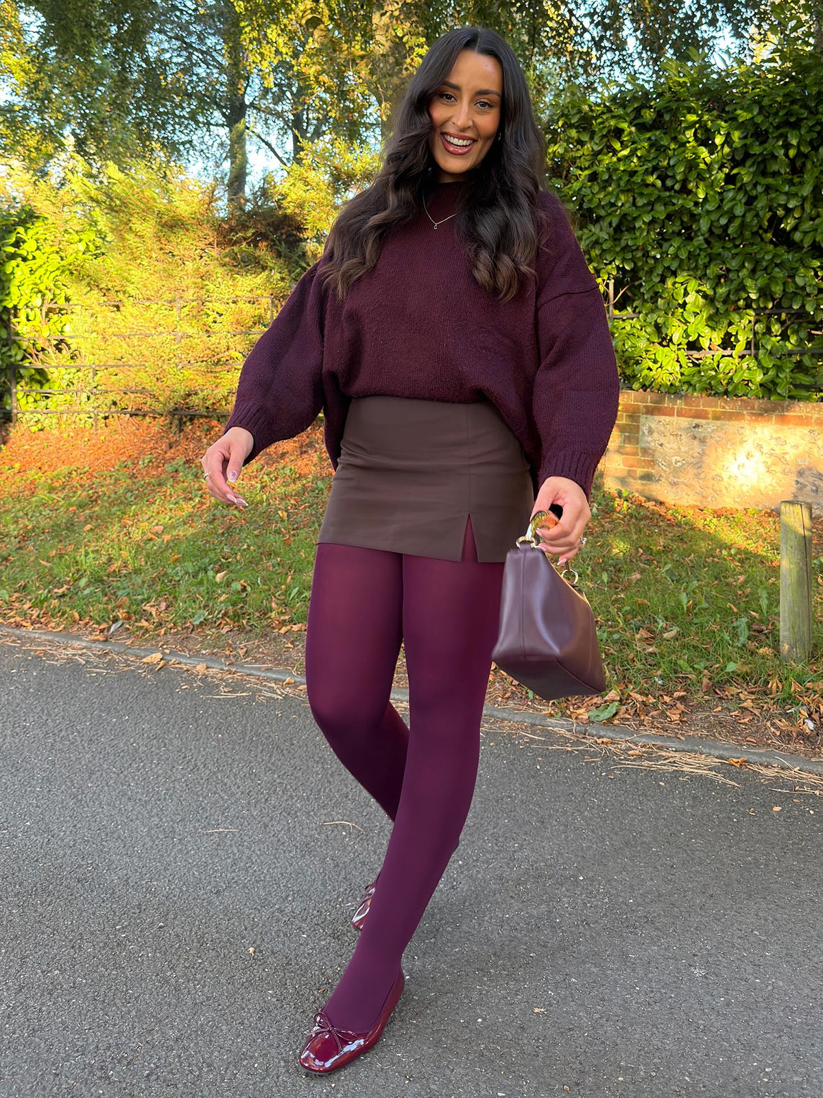 Super Opaque 120 Den Tights - Cherry