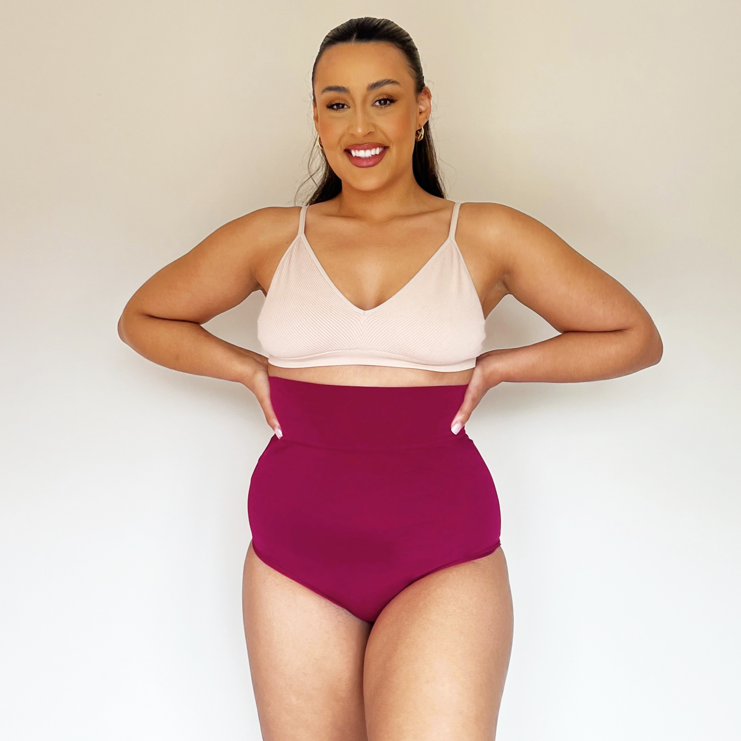 Organic Cotton Super High Waist Panties - Raspberry Pie