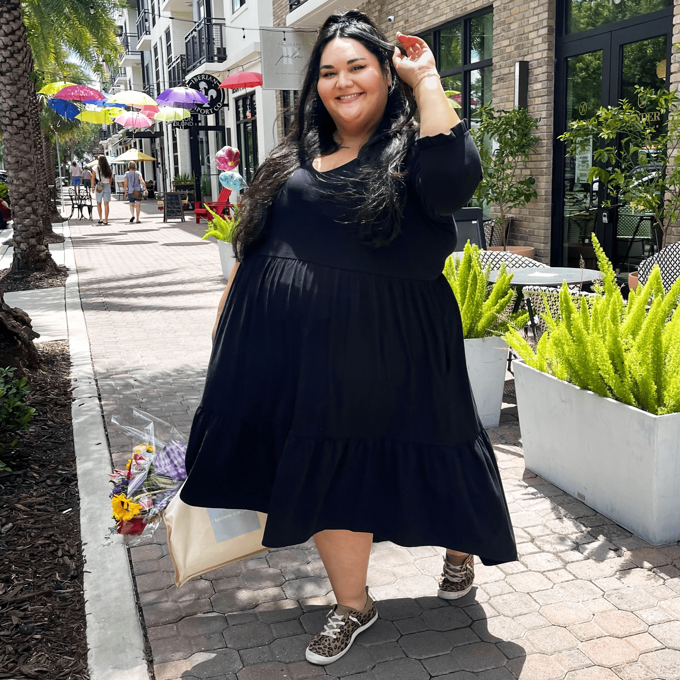 YOURS Plus Size Black Marl Soft Touch Midi Dress