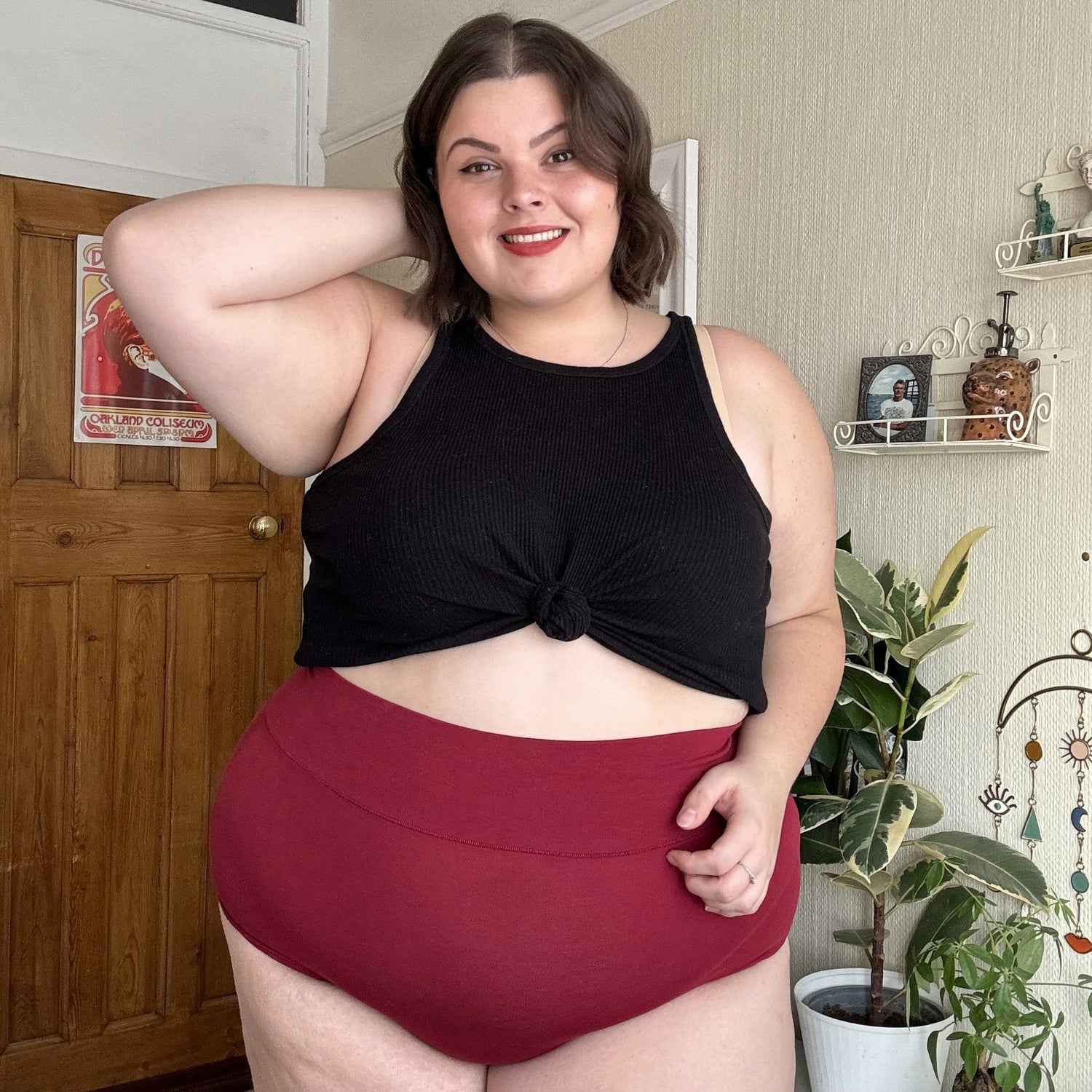 Organic Cotton Super High Waist Panties - Blood Red