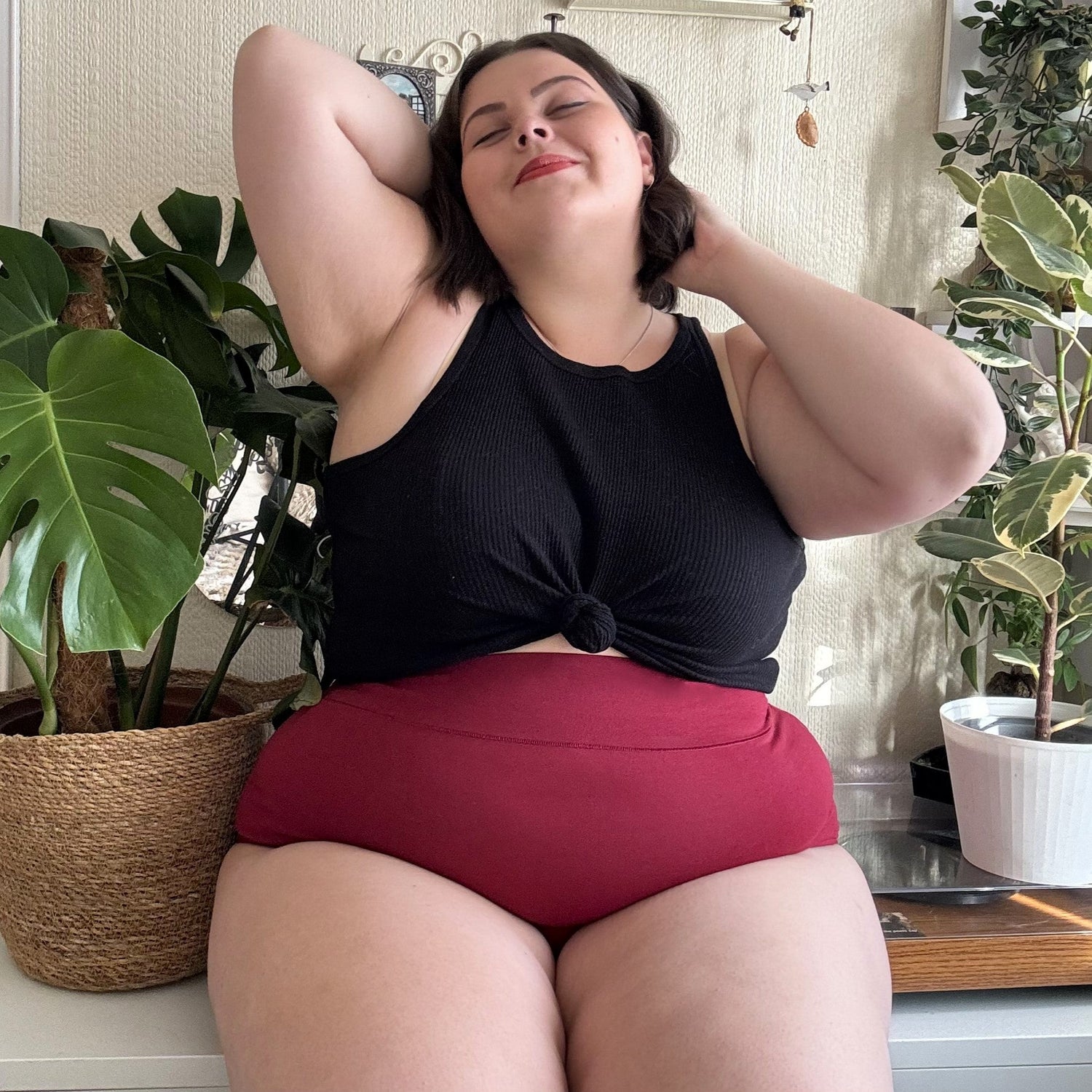 Organic Cotton Super High Waist Panties - Blood Red