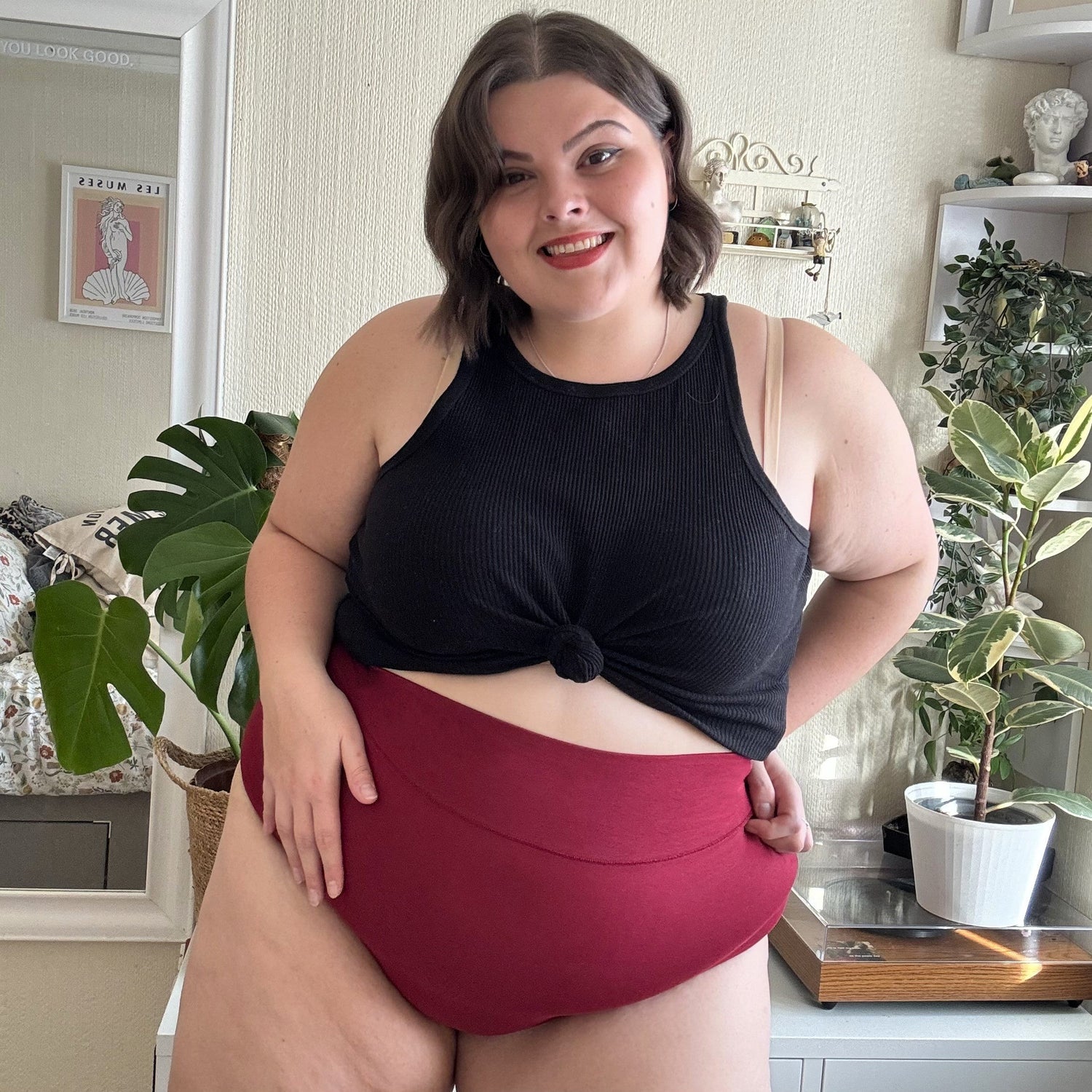 Organic Cotton Super High Waist Panties - Blood Red