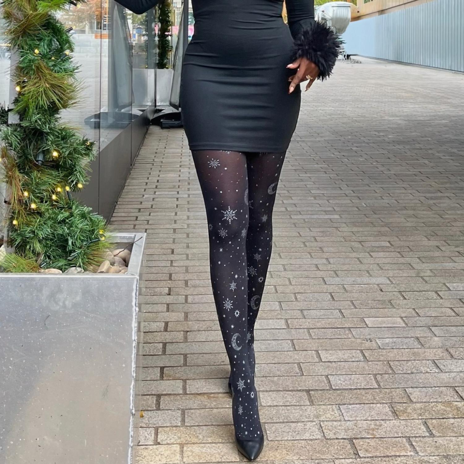 Winter Solstice | Glitter Snowflakes & Stars Tights | Snag Snag US Winter Solstice | Glitter Snowflakes & Stars Tights | Snag Snag US