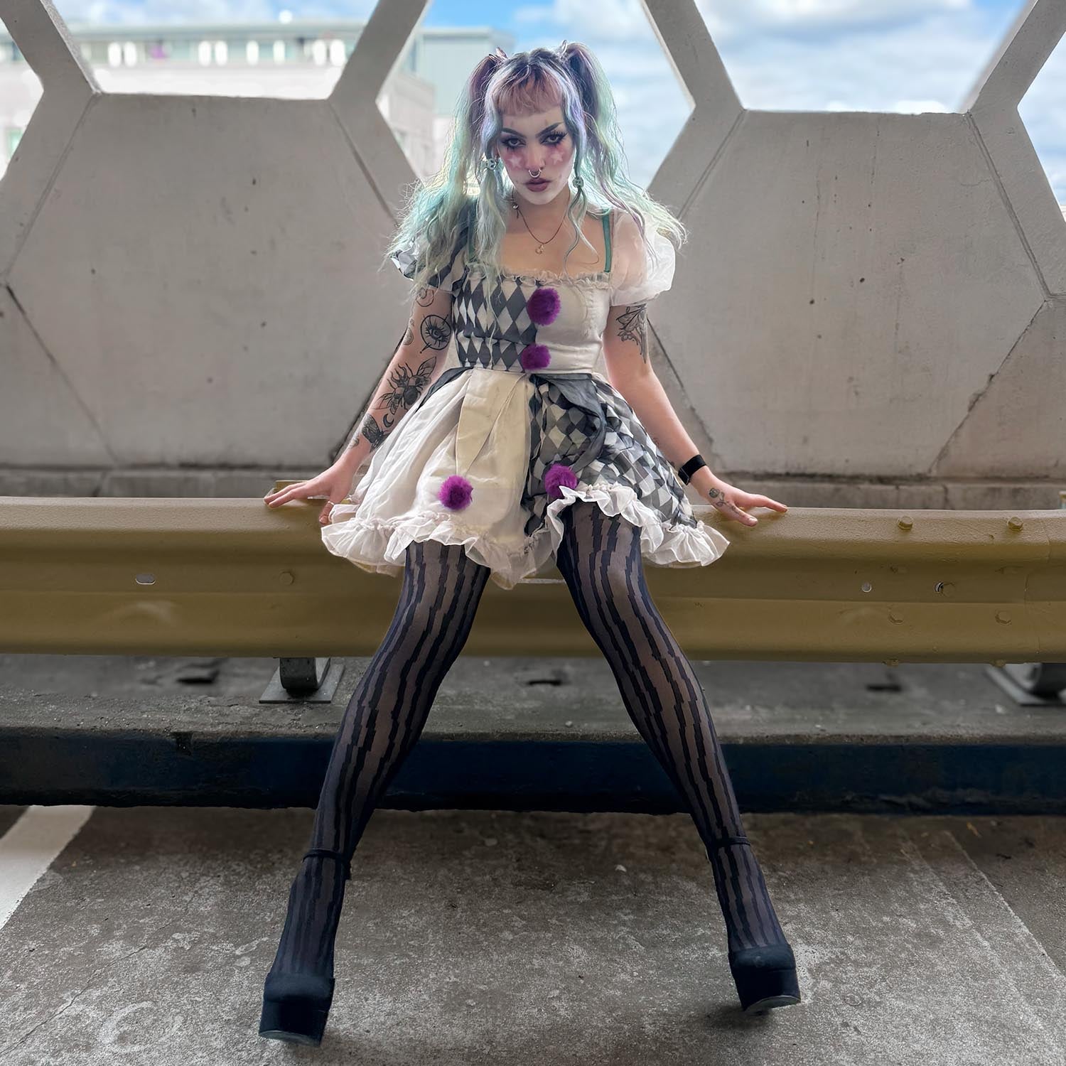 Hellbent Tights | Glitch Stripe Goth Tights | Snag – Snag US