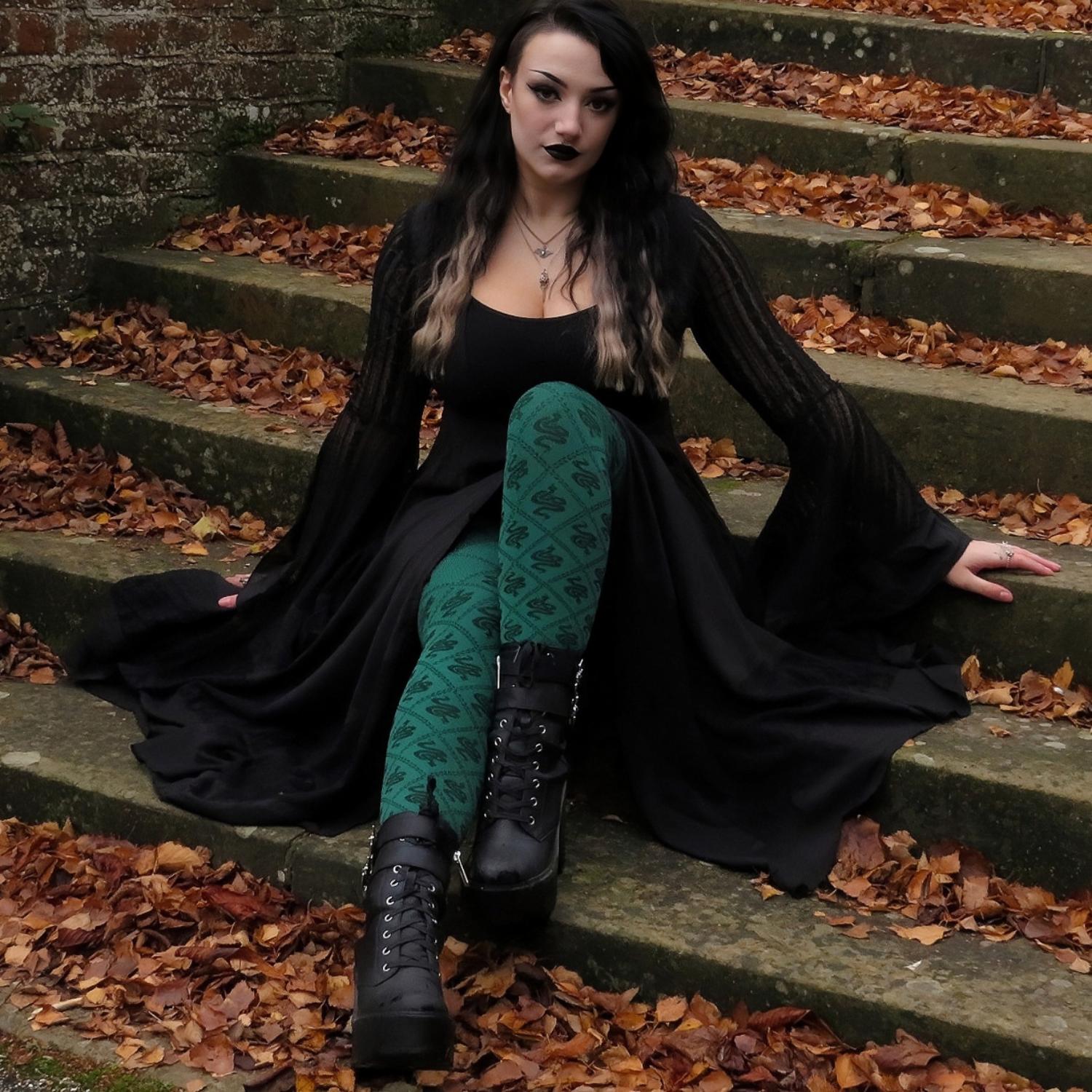 Opaque 80 Denier Tights - Corra Snakes - Foliage Green