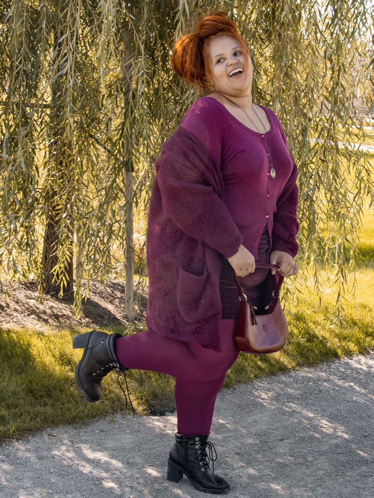 Super Opaque 120 Den Tights - Cherry