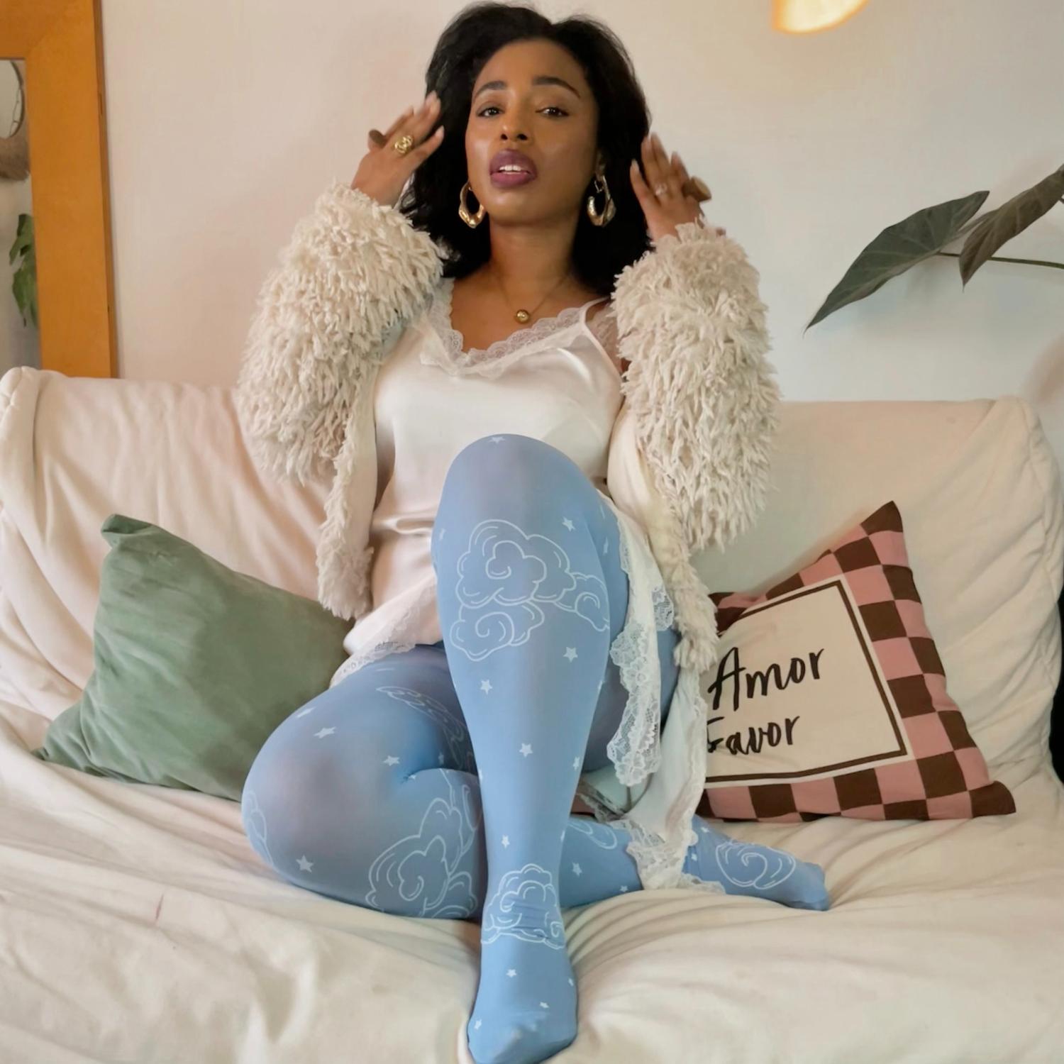 Opaque 80 Den Tights - Woodcut Clouds