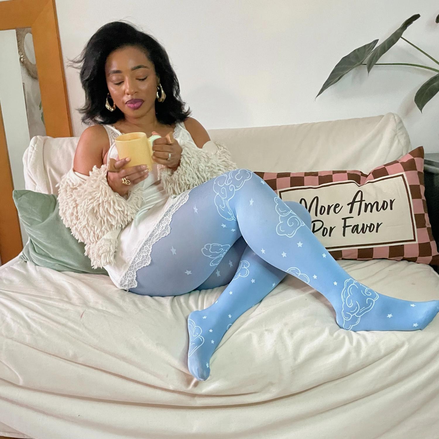 Opaque 80 Den Tights - Woodcut Clouds