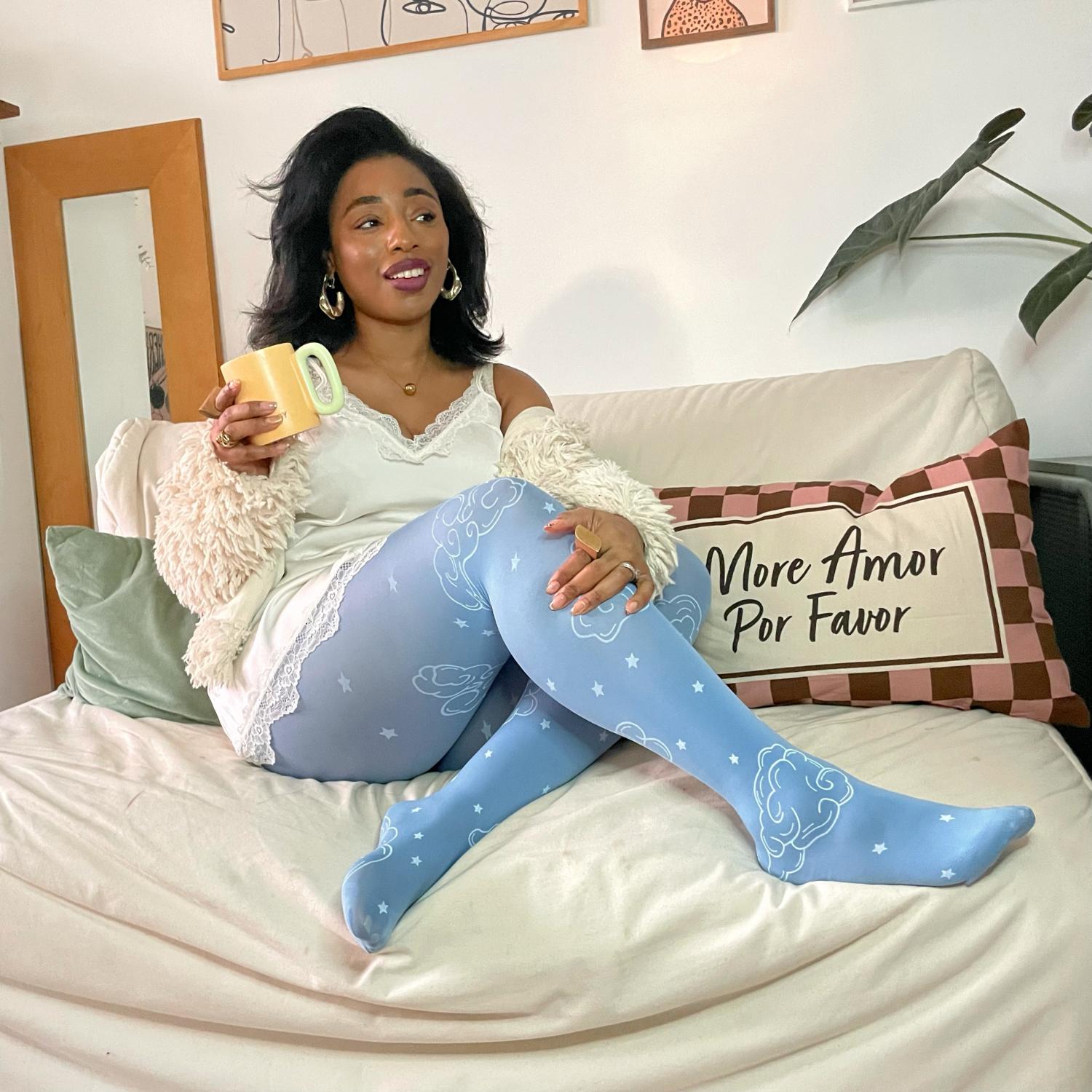 Opaque 80 Den Tights - Woodcut Clouds