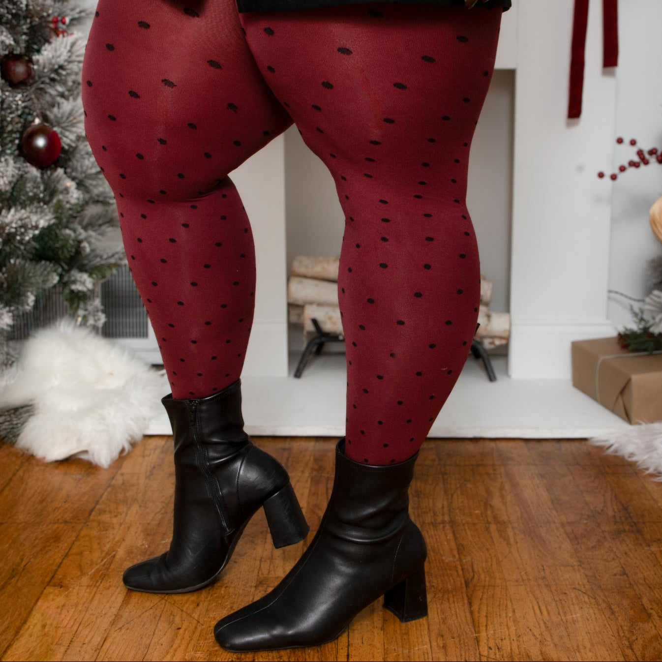80 Denier Opaque Tights - Cherry Dot
