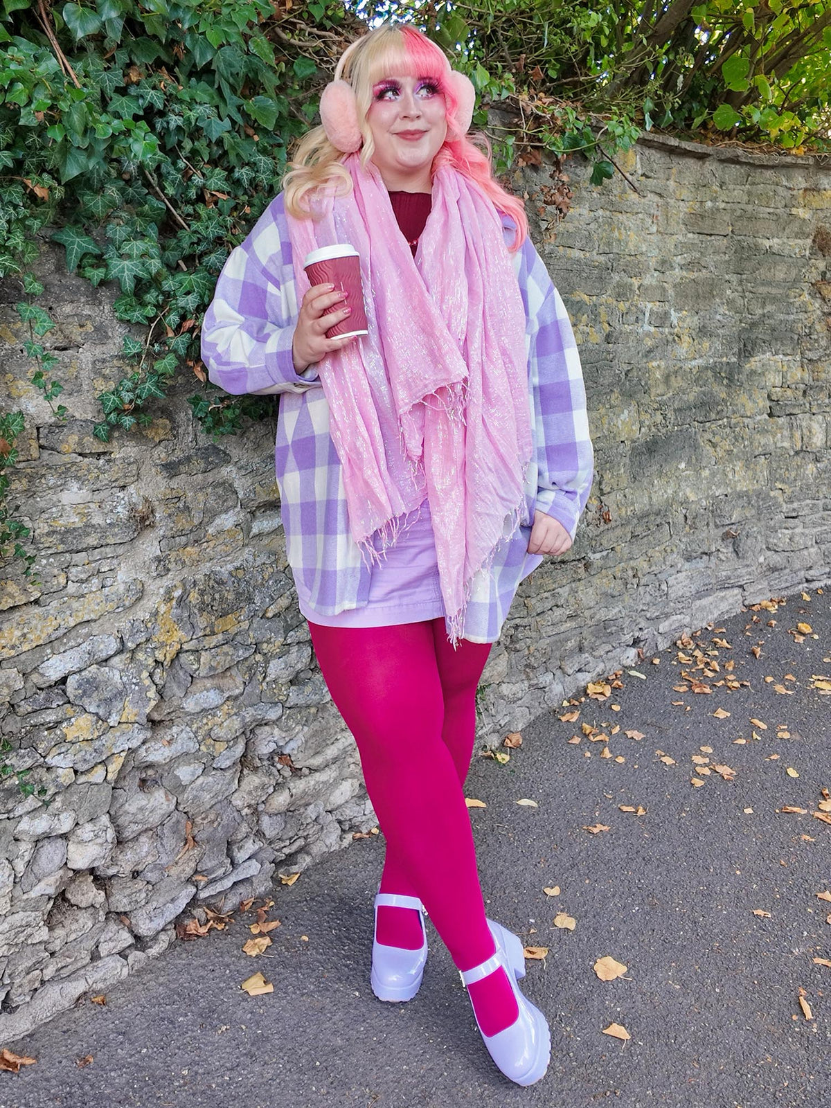Super Opaque 120 Den Tights - Raspberry Pie