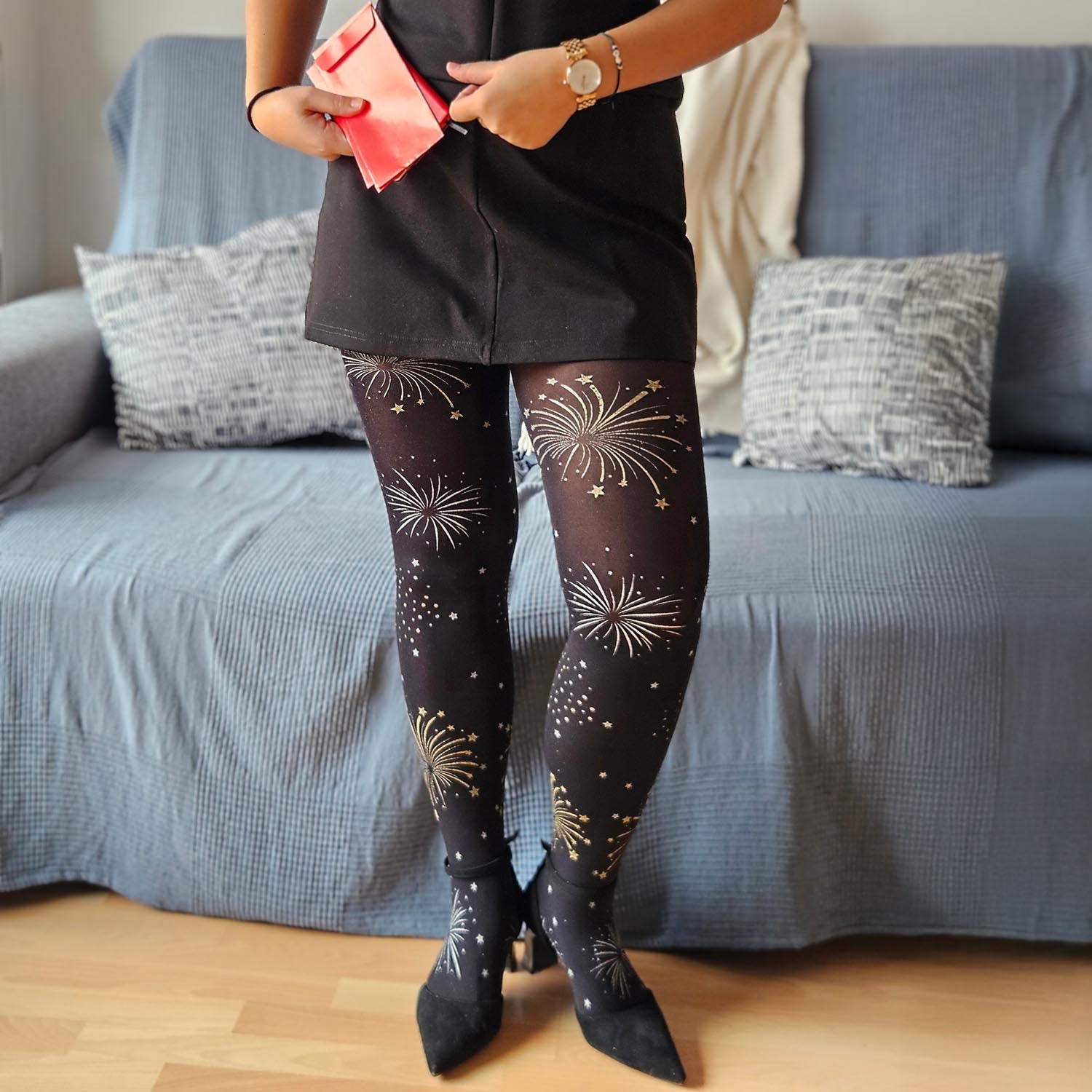 Opaque Tights - Glitter Fireworks