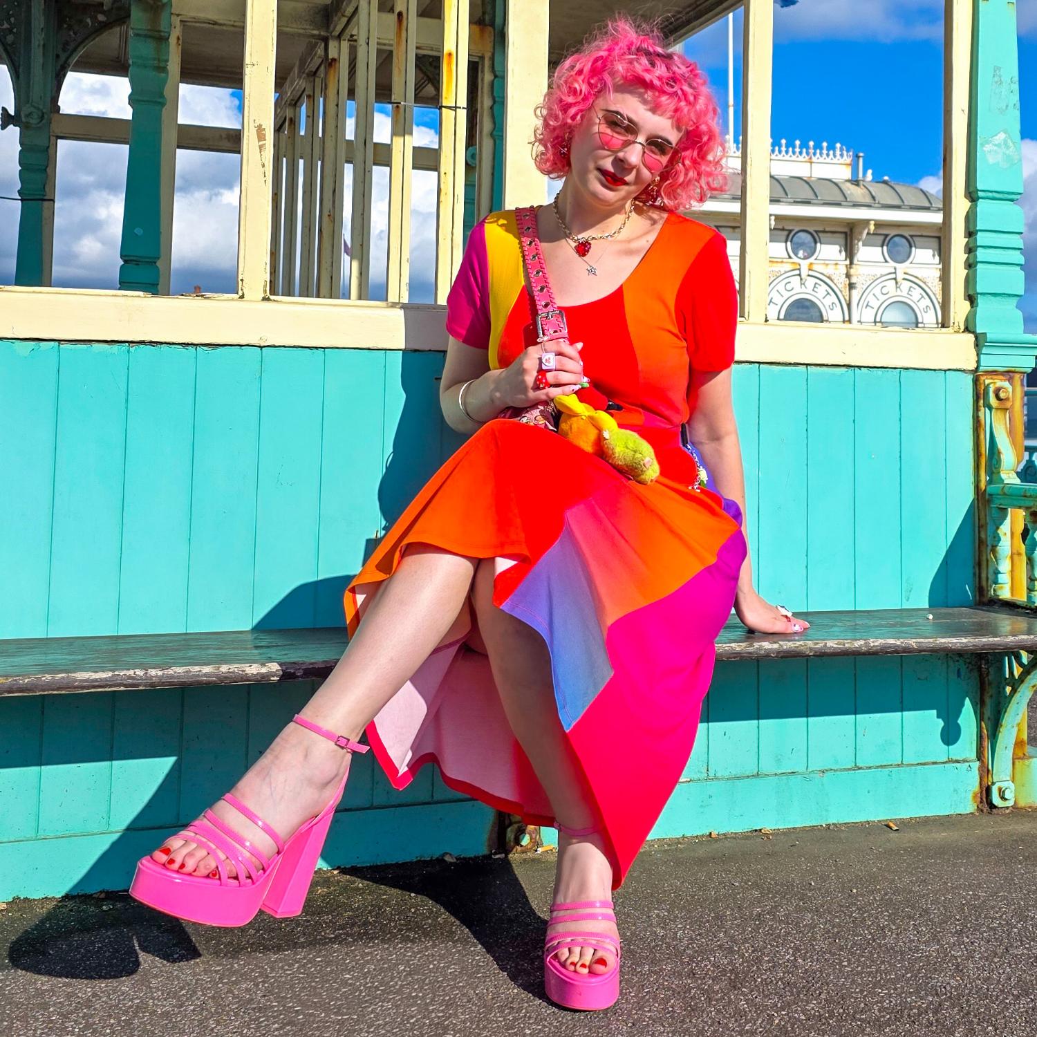Vanessa Midi A-Line Dress - Rainbow