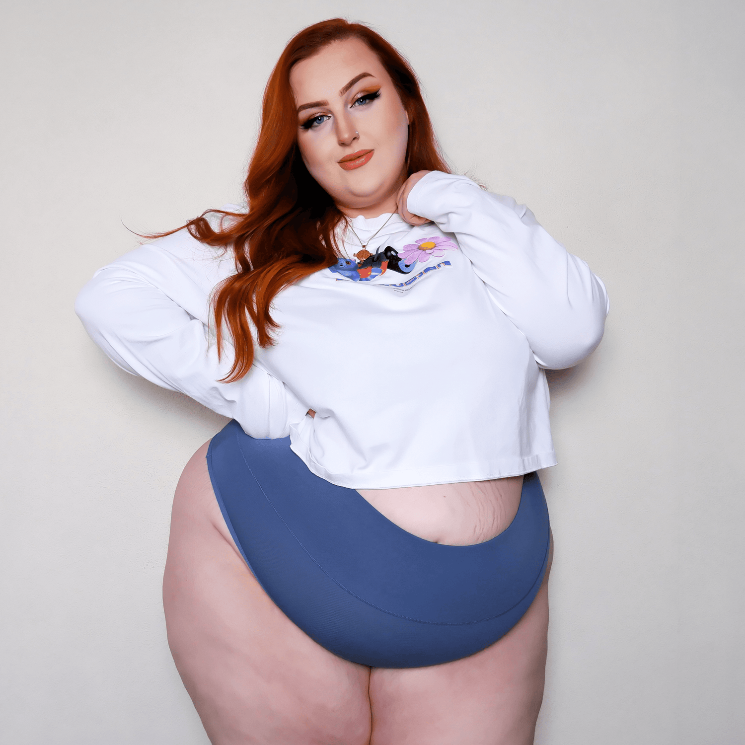 Organic Cotton Cheeky High Leg Panties -  Denim