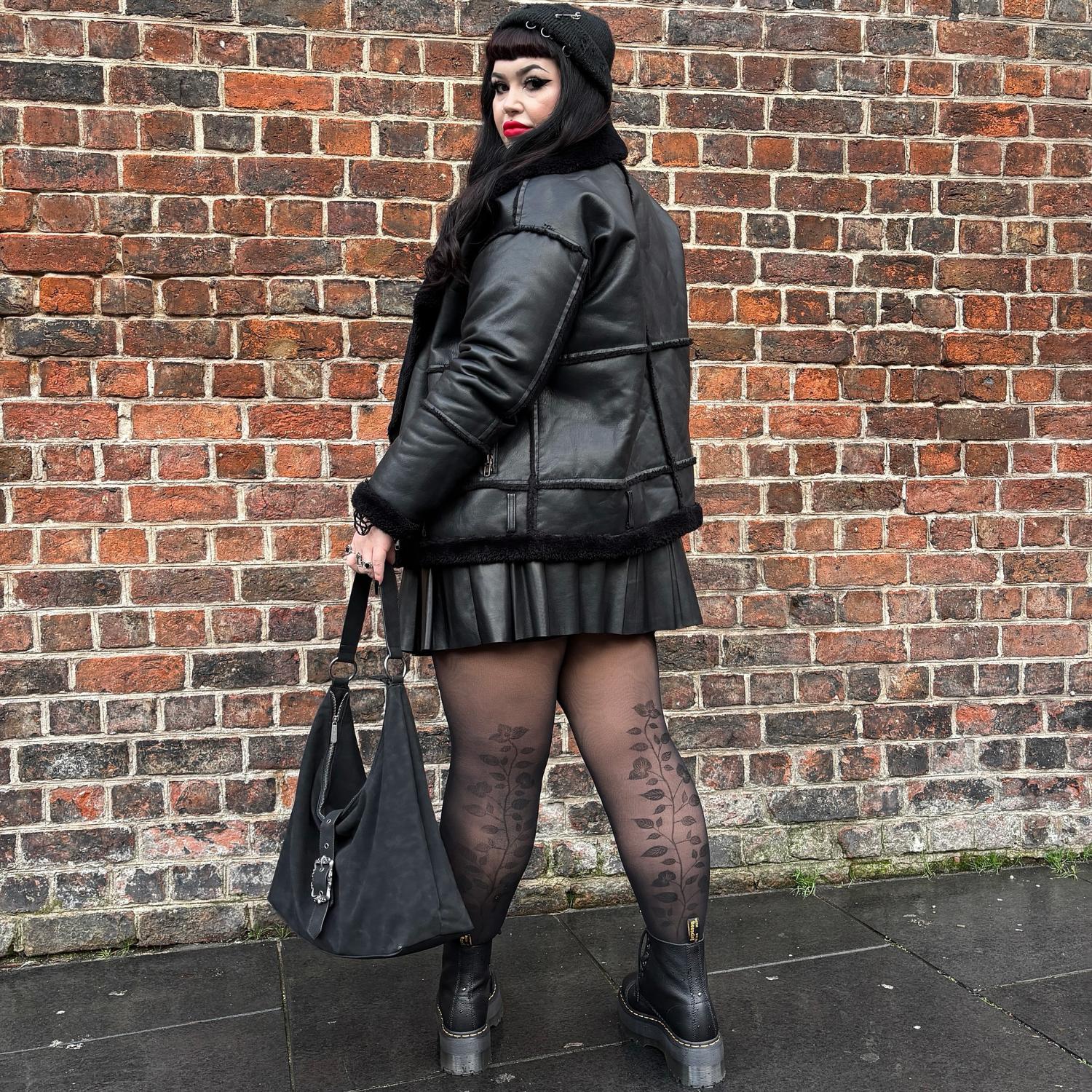 Sheer 30 Den Tights - Corra Bloom Flower Seam - Black