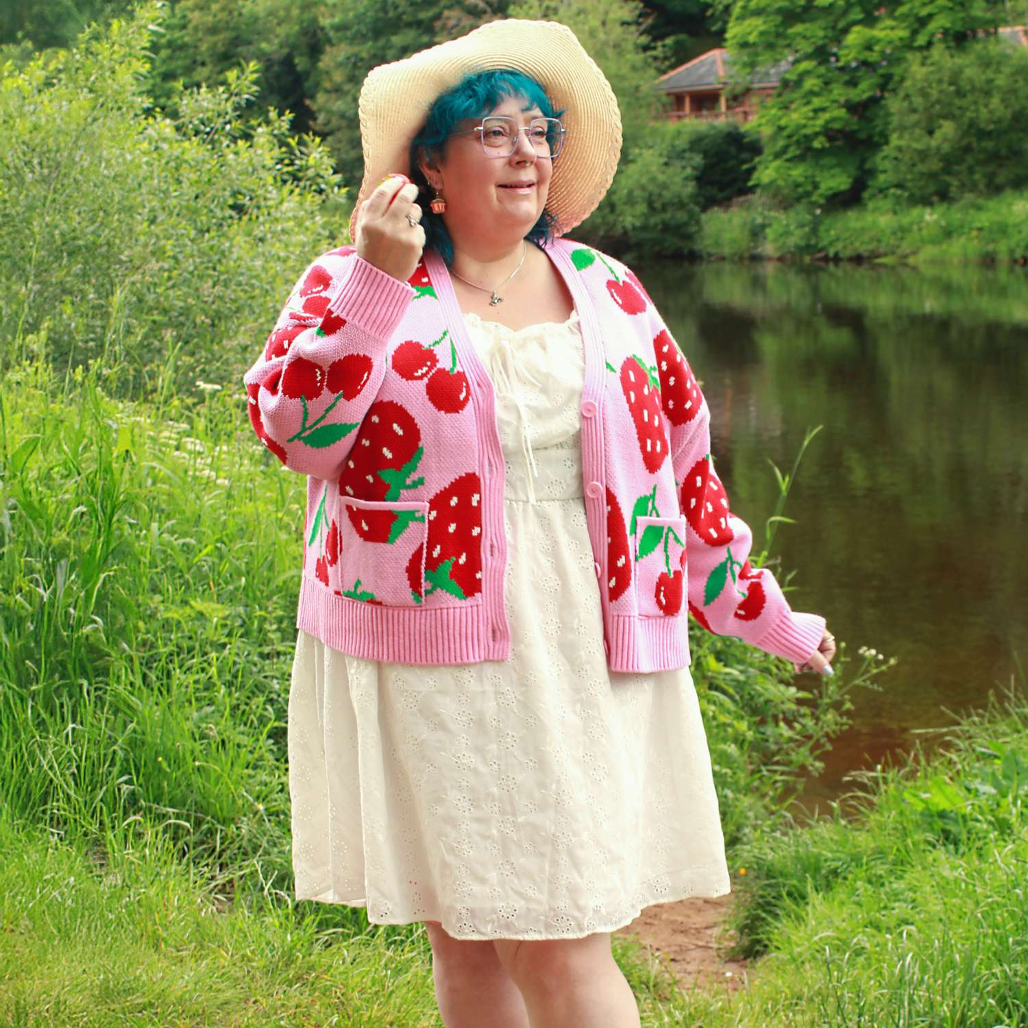 100% Cotton Strawberry Cardigan | Lightweight Summer Cardigan with