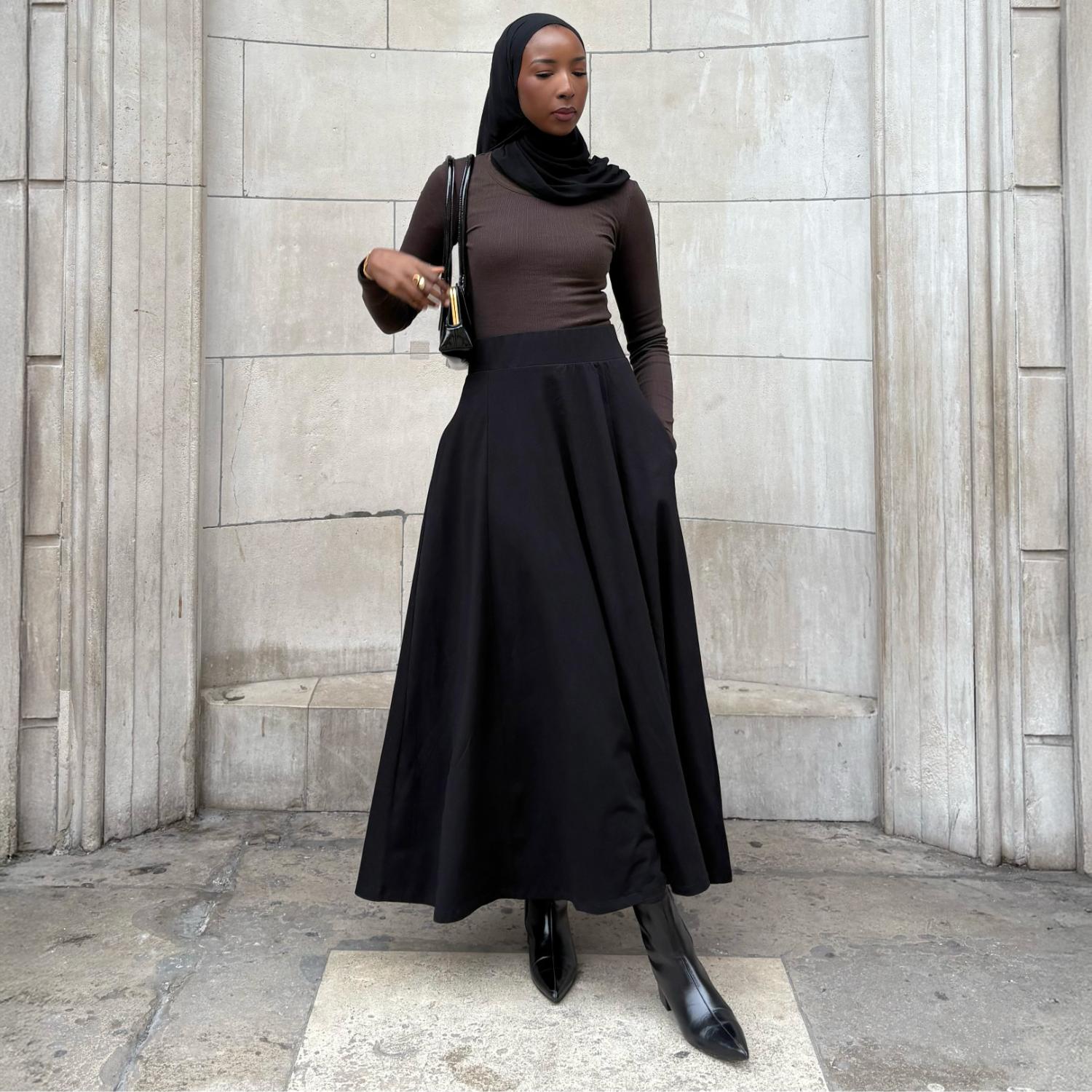 Black Jersey Maxi Skirt | Loose Fit Full Length | Snag – Snag US