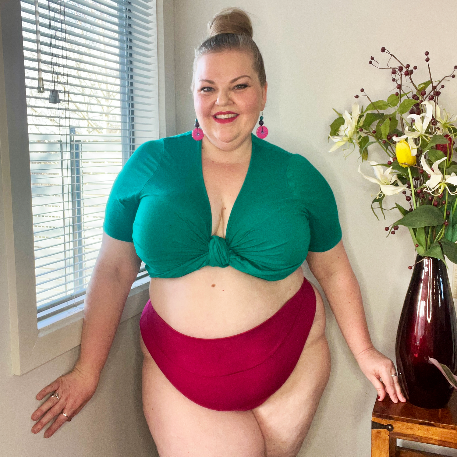 Organic Cotton Cheeky High Leg Panties - Raspberry Pie