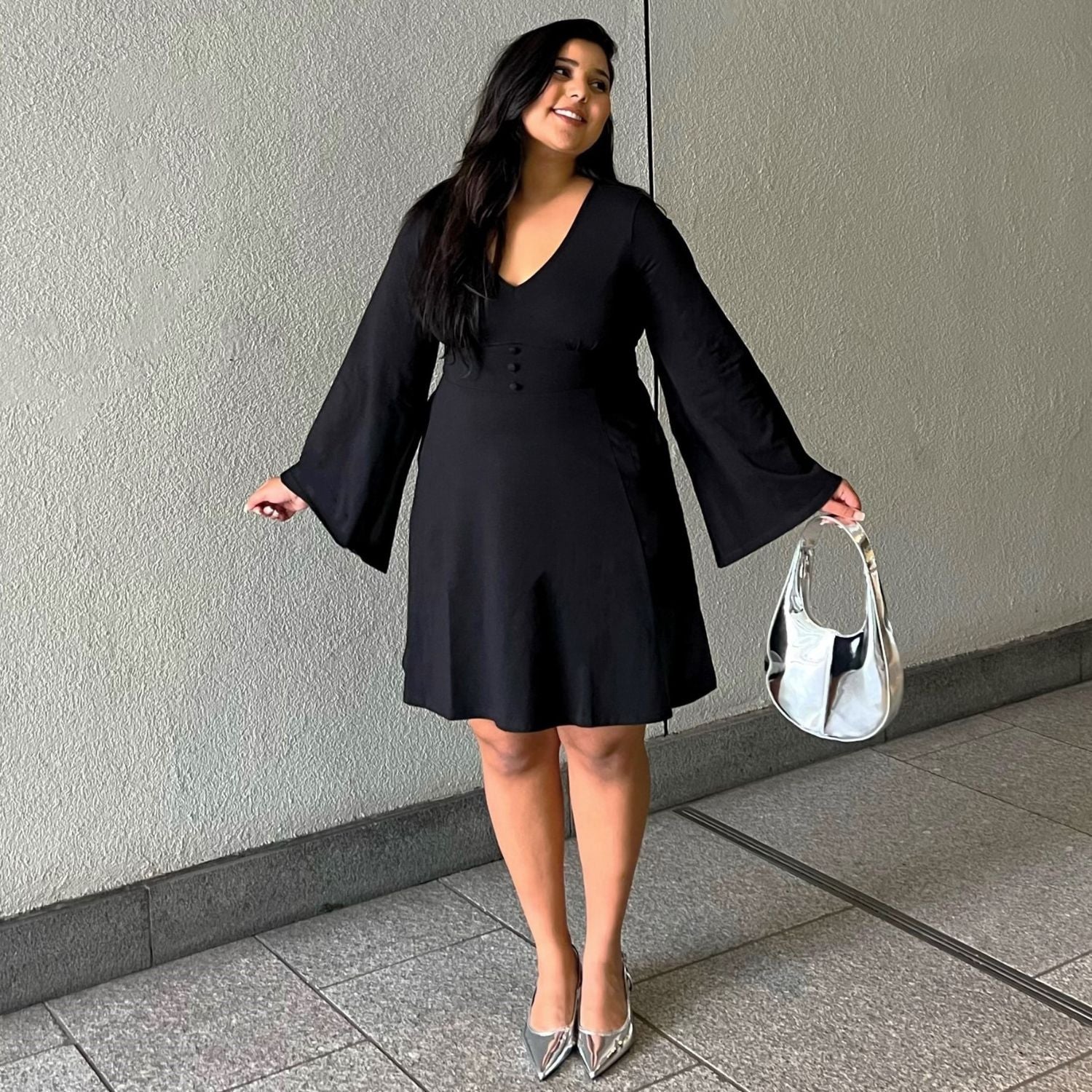 Bell Sleeve Mini Dress in Black - Snag ...