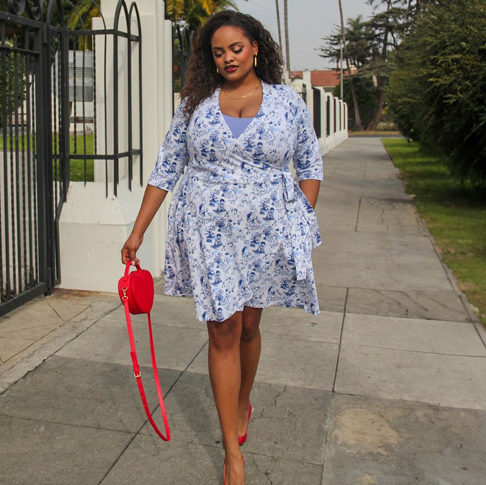Mini Wrap Dress - Passion au Jardin - L'Amour Bleu Mini Wrap Dress - Passion au Jardin - L'Amour Bleu