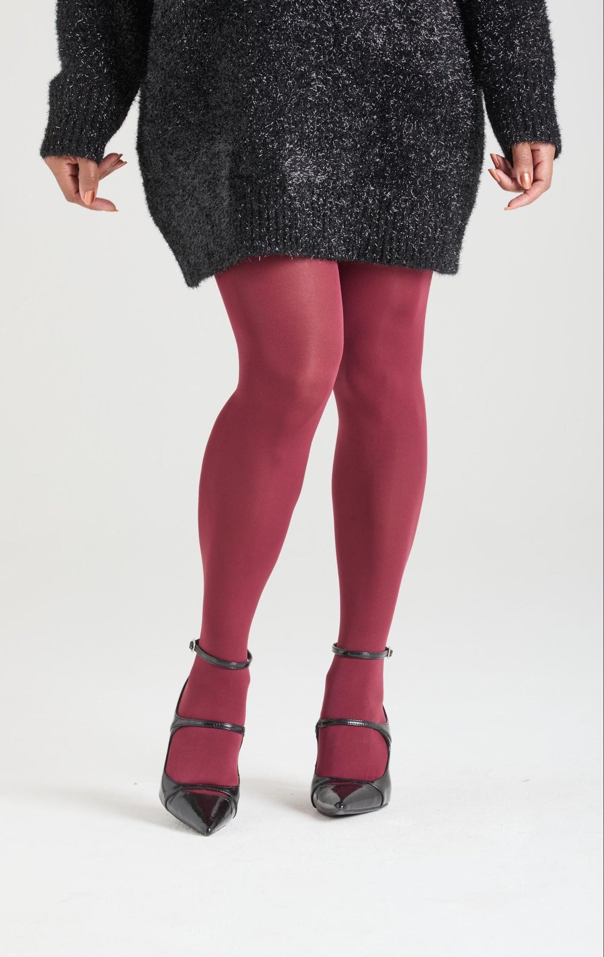 Opaque 80 Den Tights - Burgundy