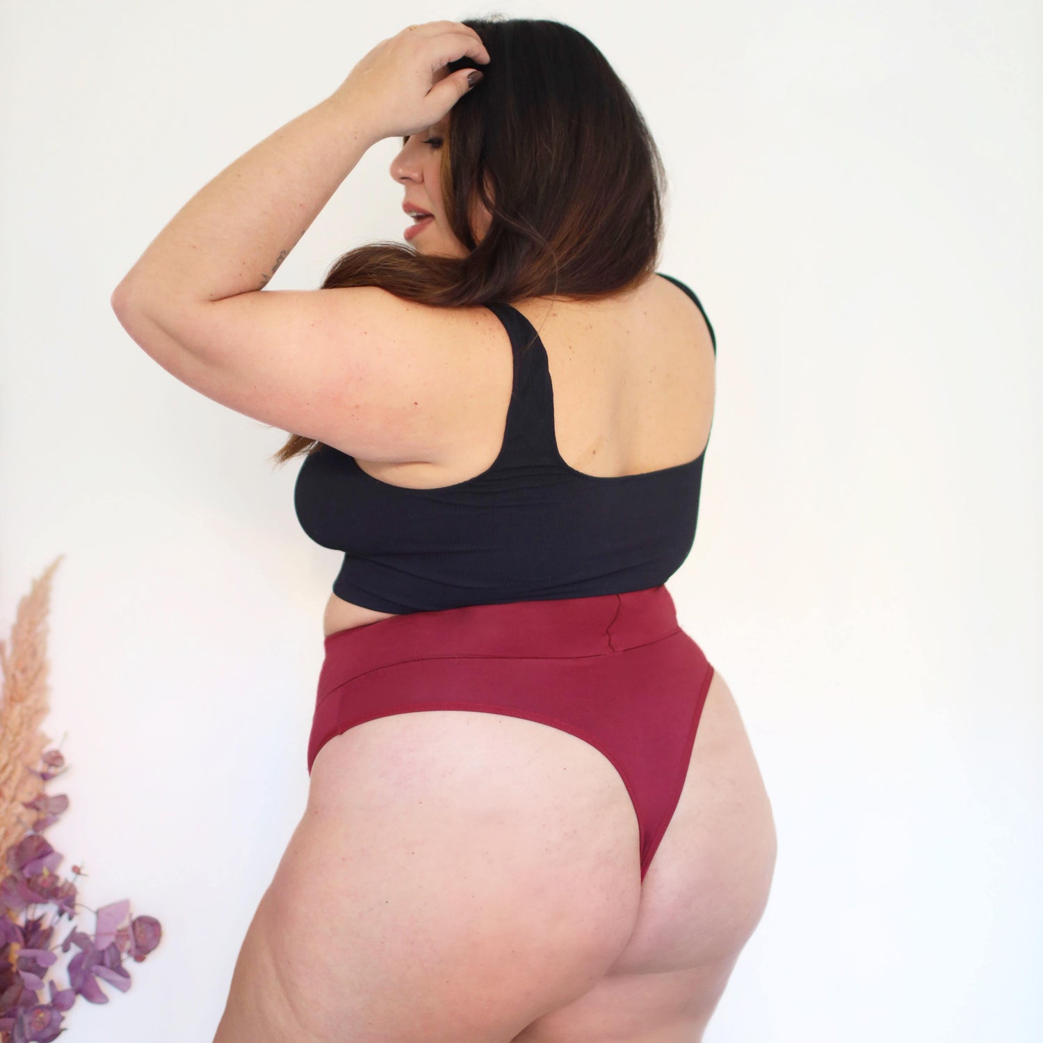 Organic Cotton Cheeky High Leg Panties -  Blood Red