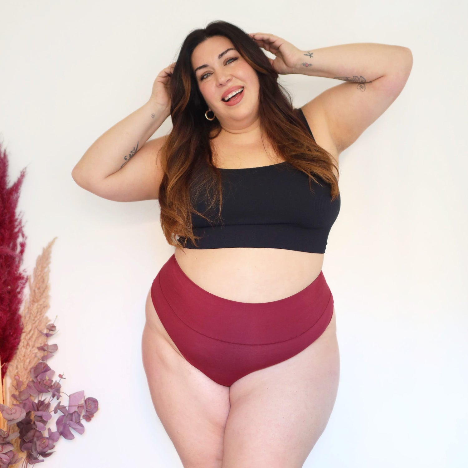 Organic Cotton Cheeky High Leg Panties -  Blood Red