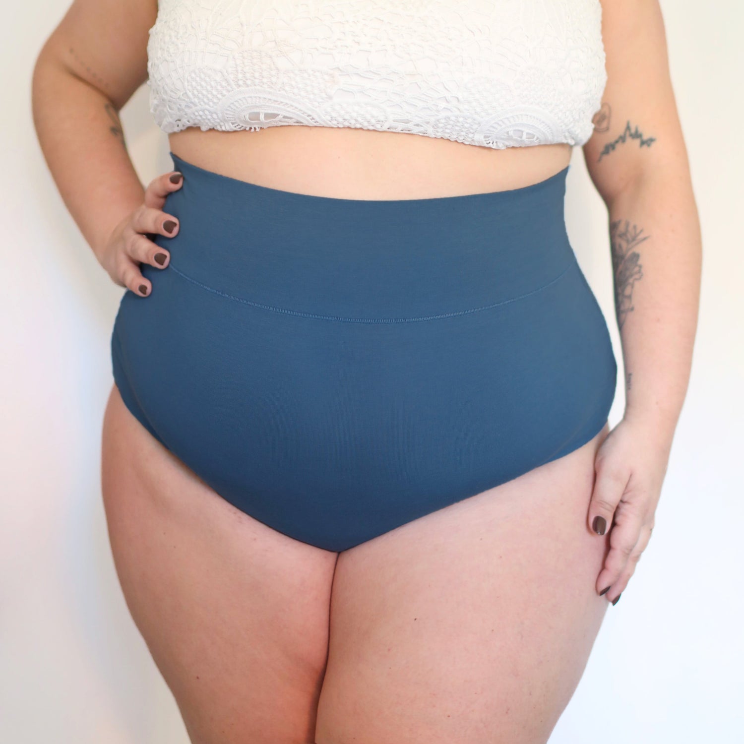 Organic Cotton Super High Waist Panties - Denim