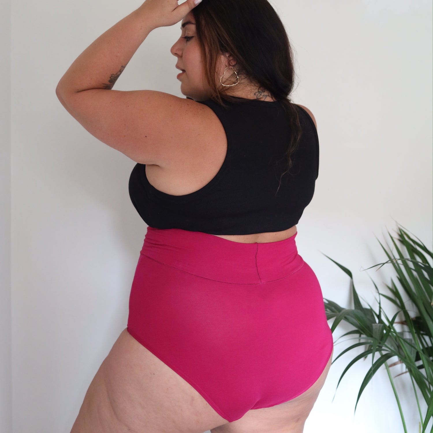 Organic Cotton Super High Waist Panties - Raspberry Pie