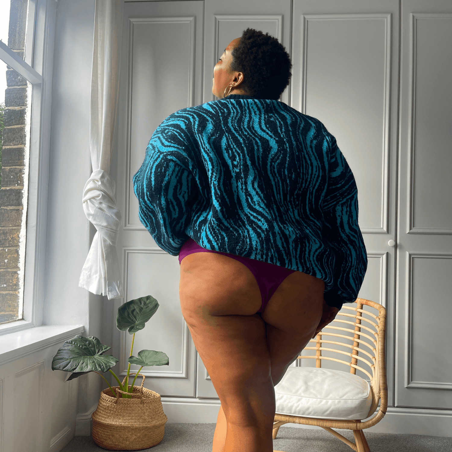 Organic Cotton Cheeky High Leg Panties - Figgy Pudding