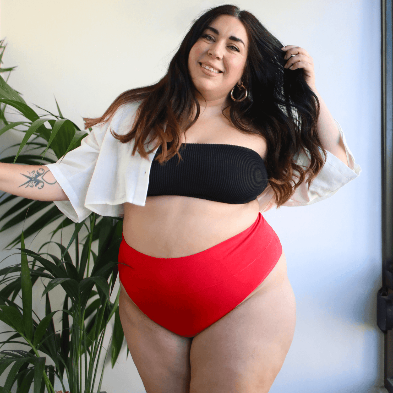 Organic Cotton Cheeky High Leg Panties - Lobster