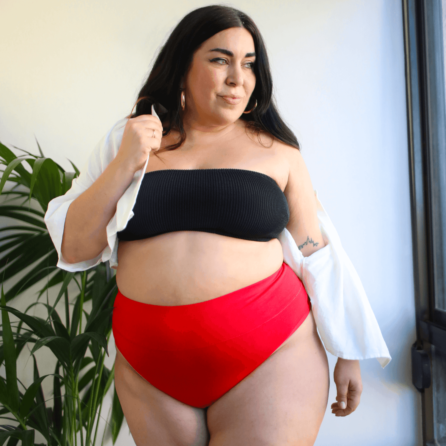 Organic Cotton Cheeky High Leg Panties - Lobster