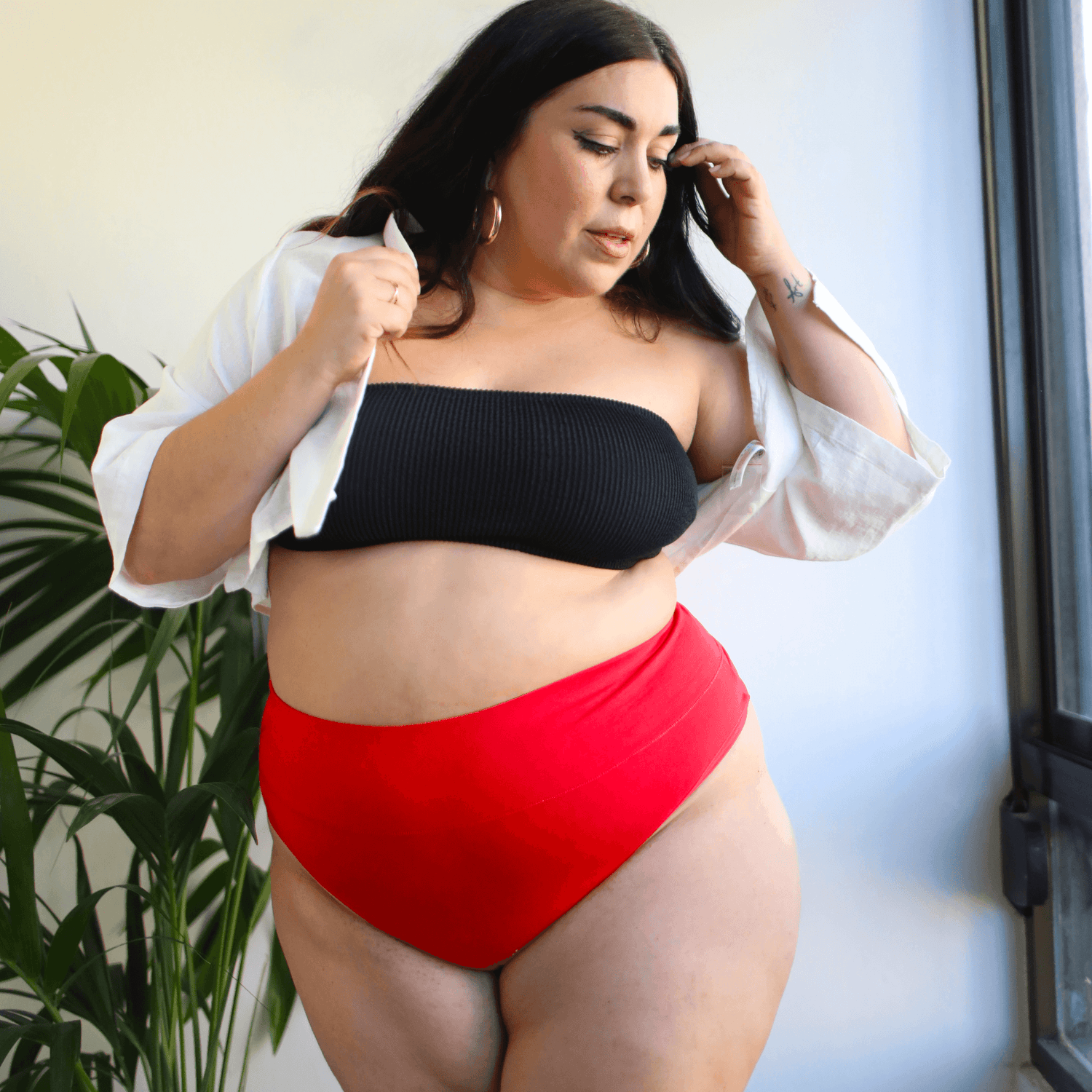 Organic Cotton Cheeky High Leg Panties - Lobster